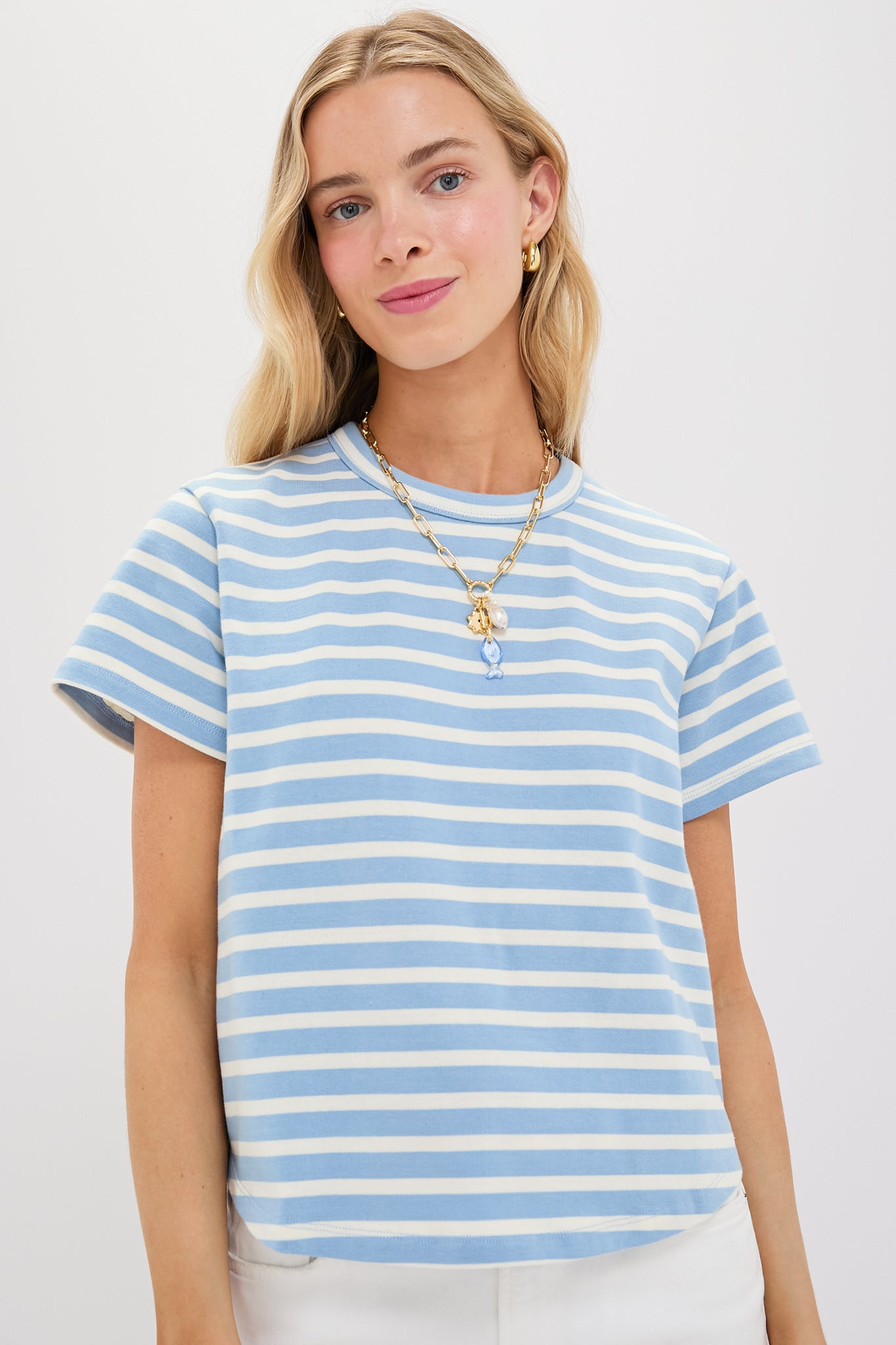Light Blue Stripe Parker Classic Tee-Get Girly