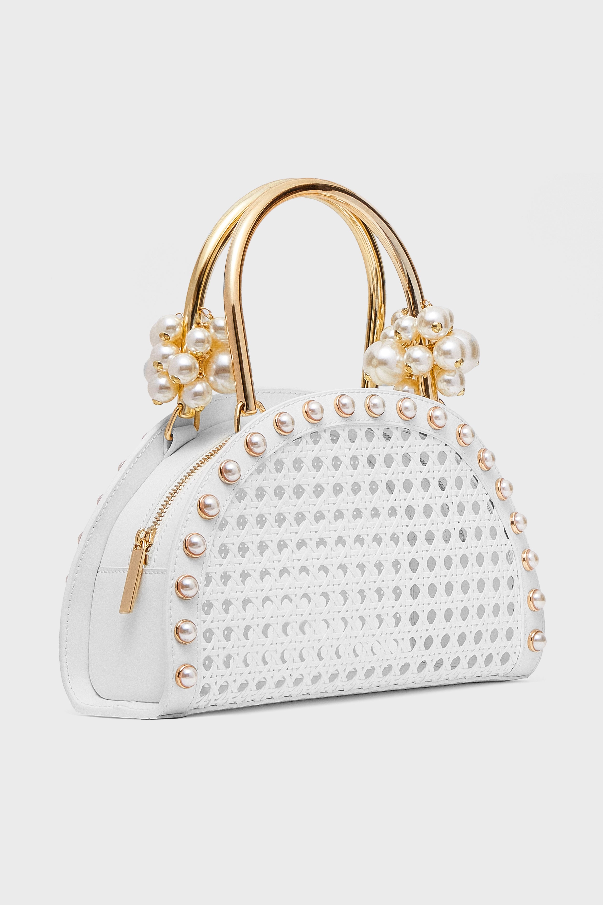 White Ellie Pearl Satchel-Get Girly