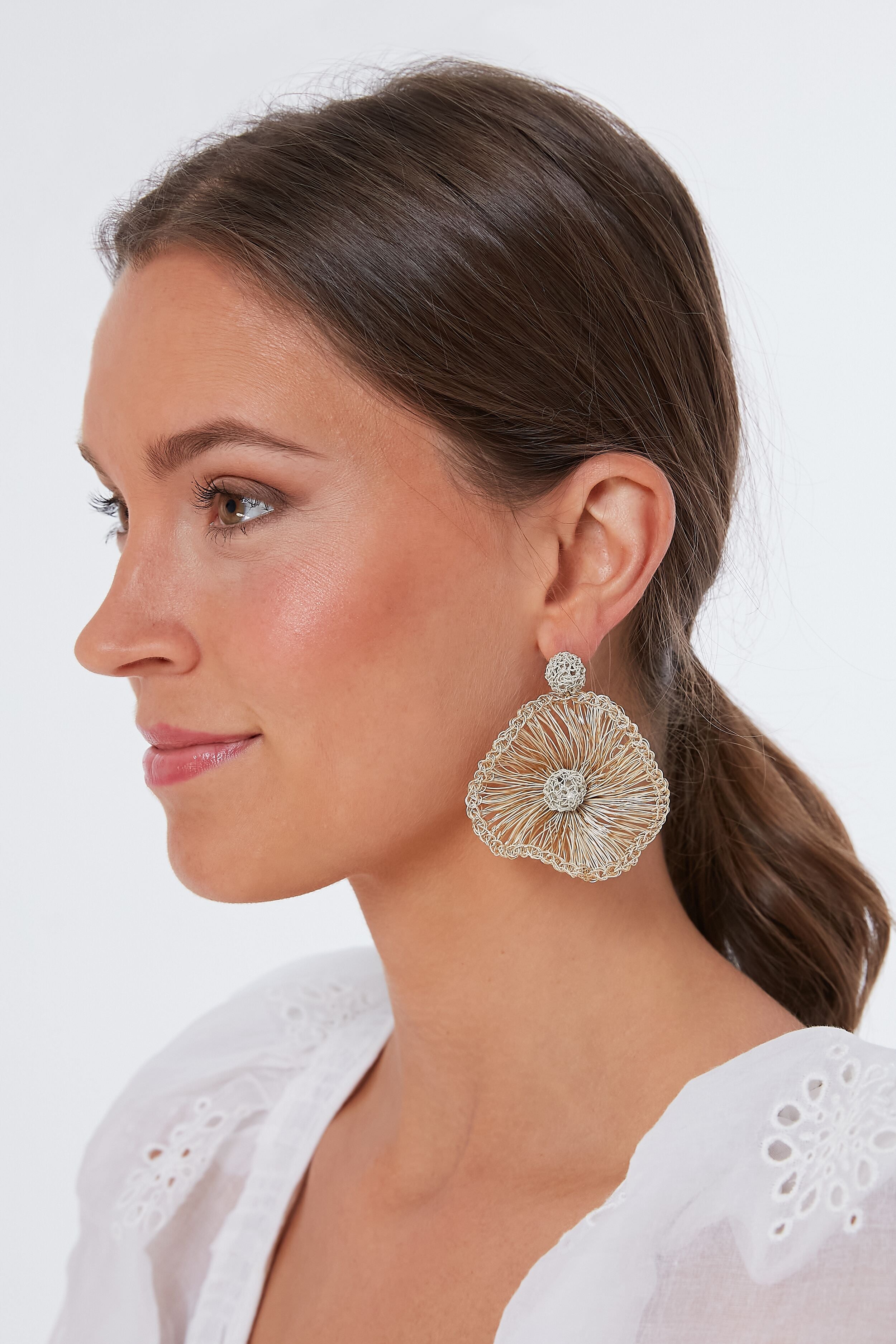 Abstract Gold Flower Earrings-Get Girly