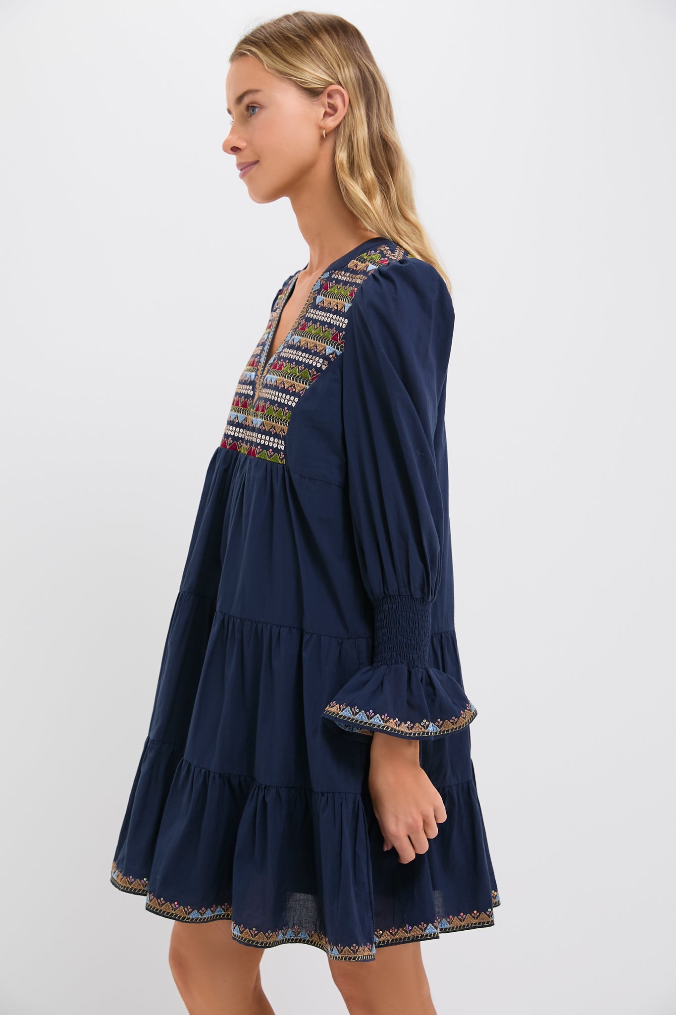 Navy Embroidered Sequin Kenzo Dress-Get Girly