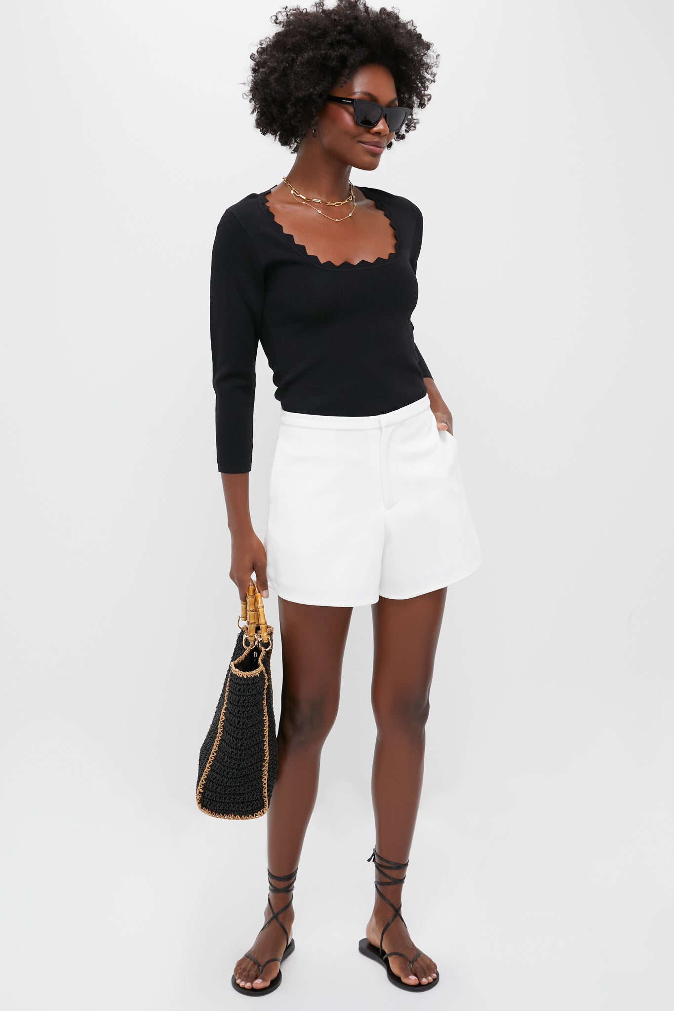 Black Ric Rac Long Sleeve Compression Top-Get Girly