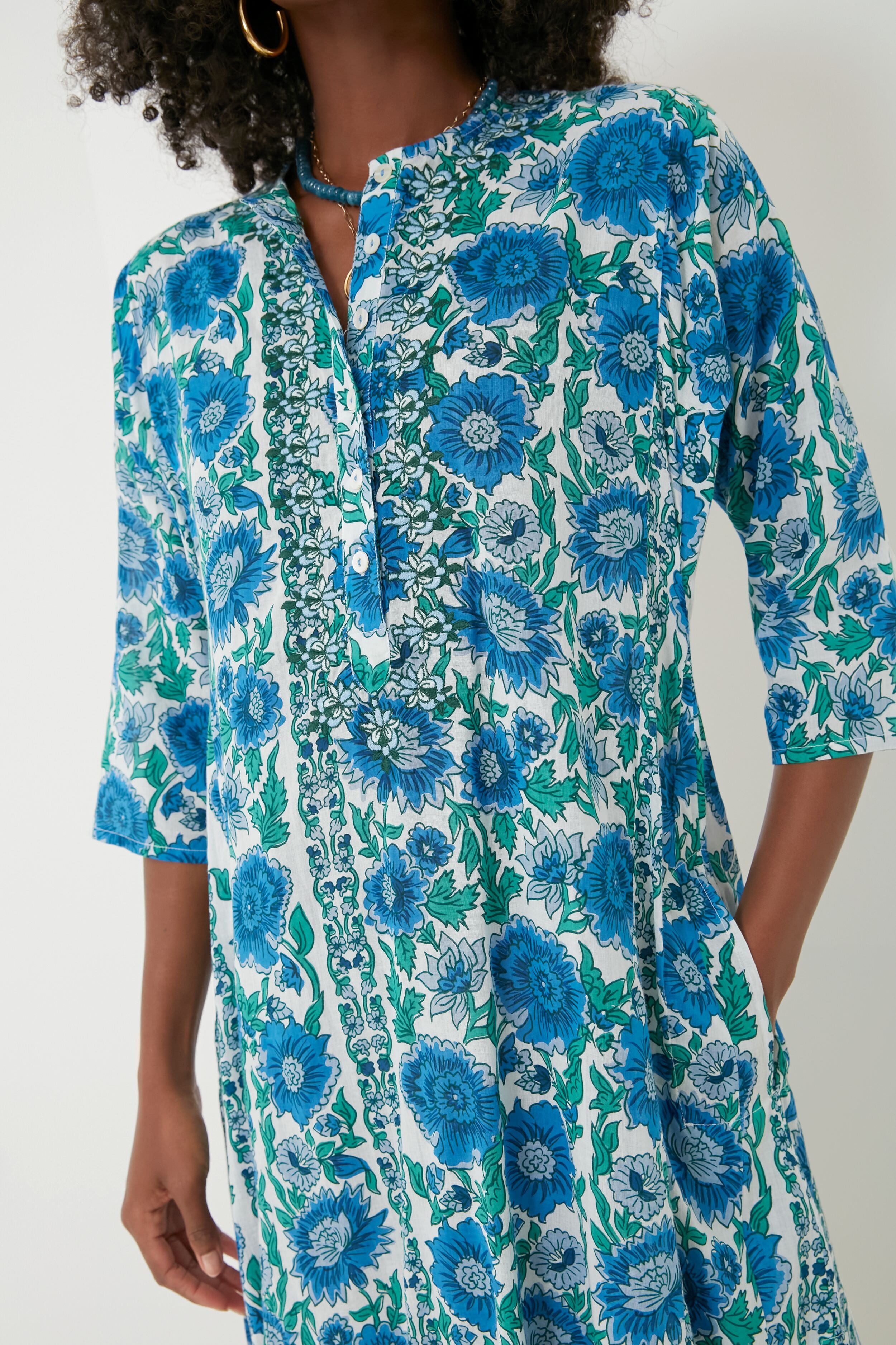 Blue Dijon Classic Long Kurta-Get Girly