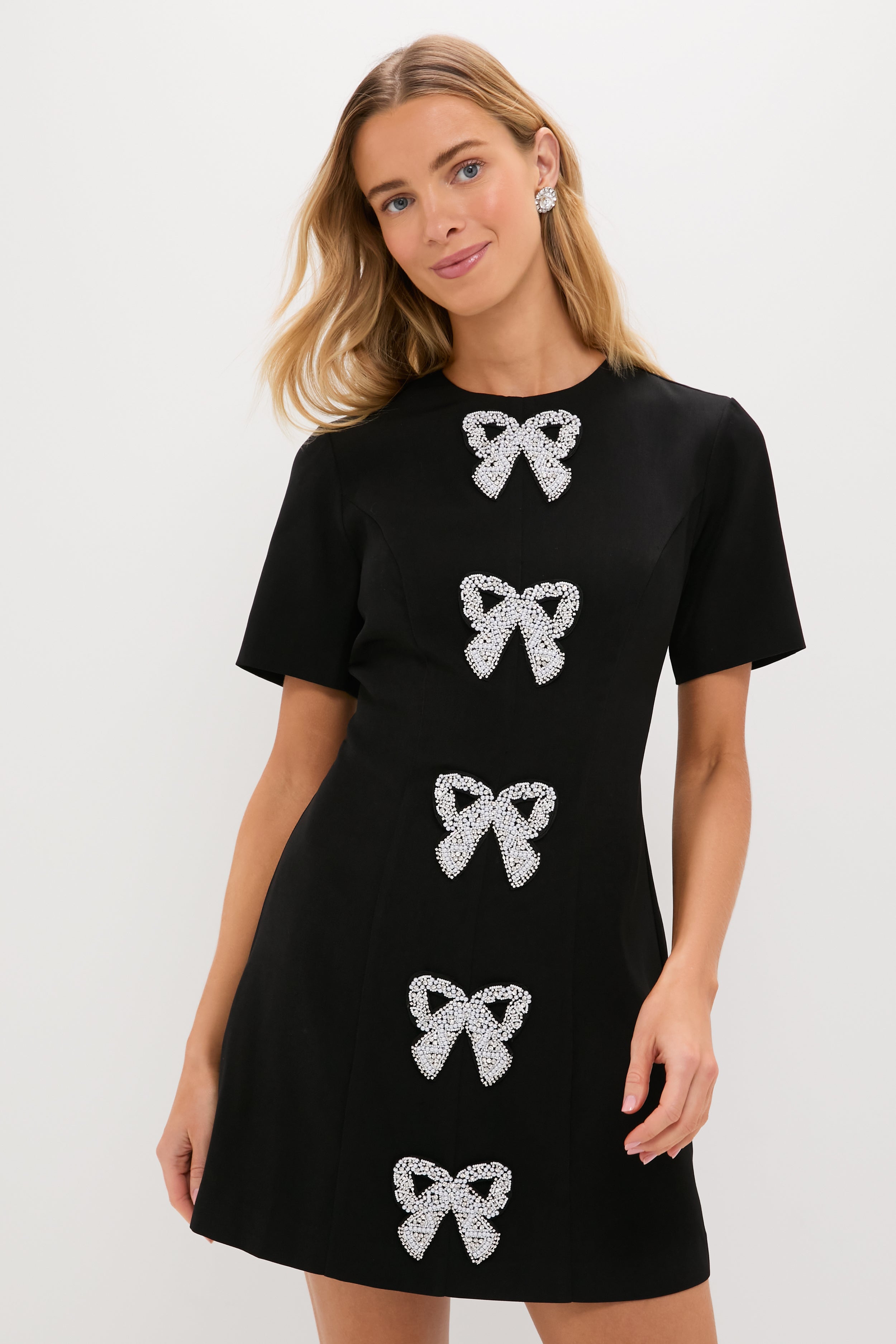 Beaded Bows Bernadette Mini Dress-Get Girly
