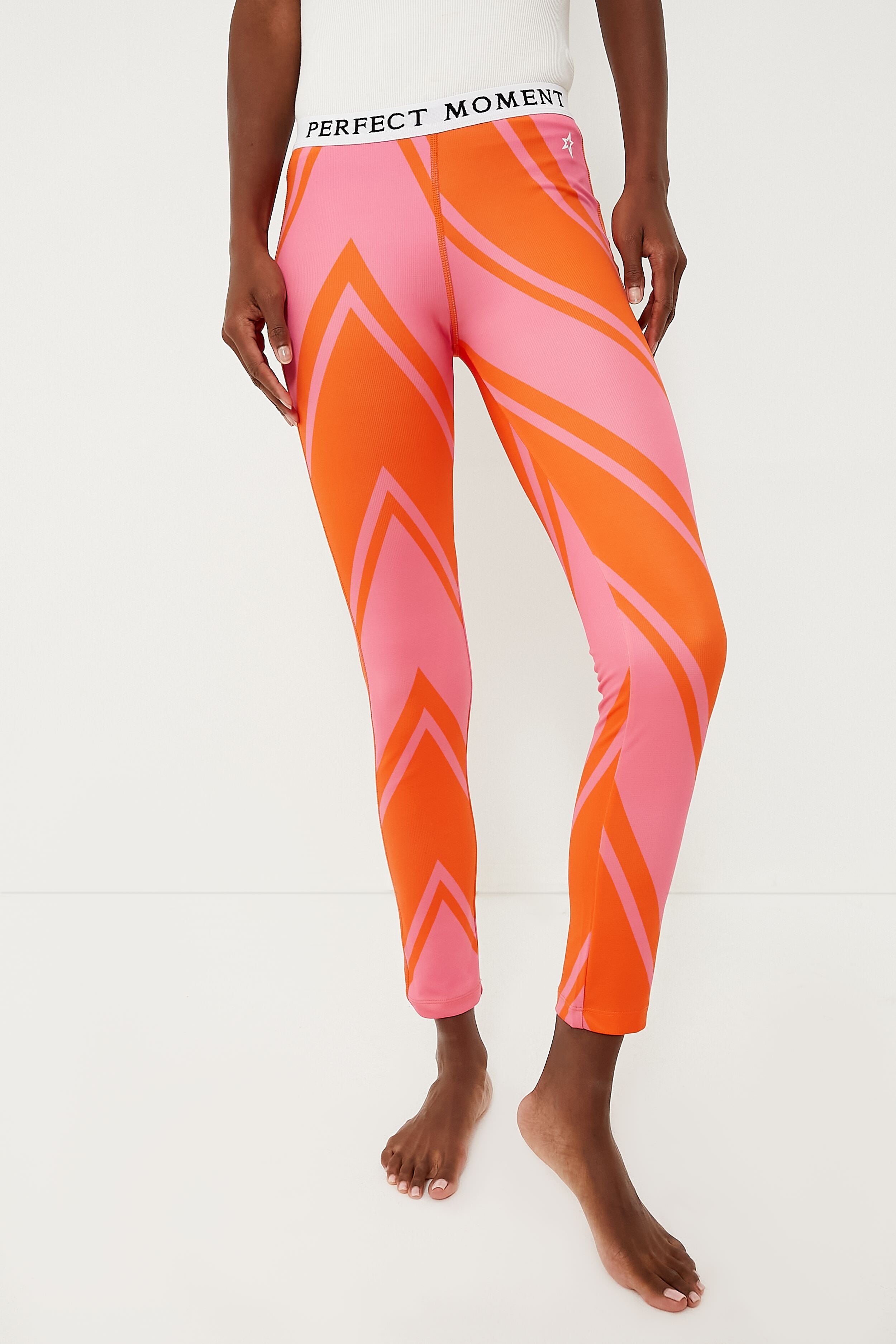 Azalea Pink and Orange Chevron Print Thermal Pant-Get Girly