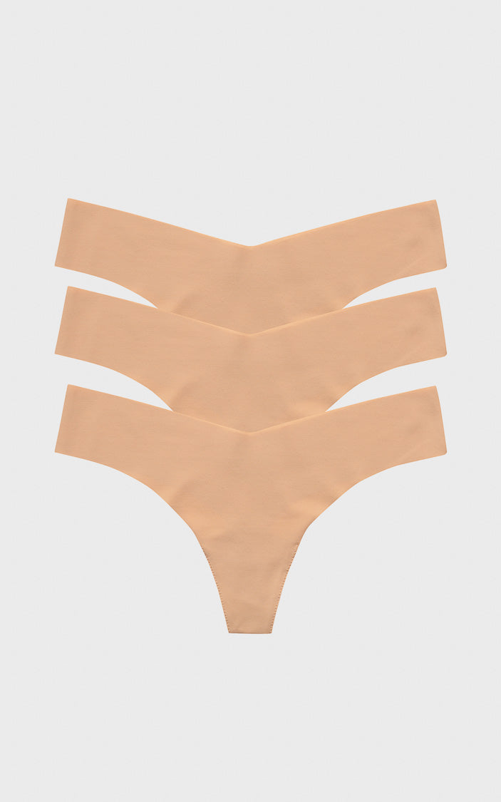Beige Classic Thong 3 Pack-Get Girly