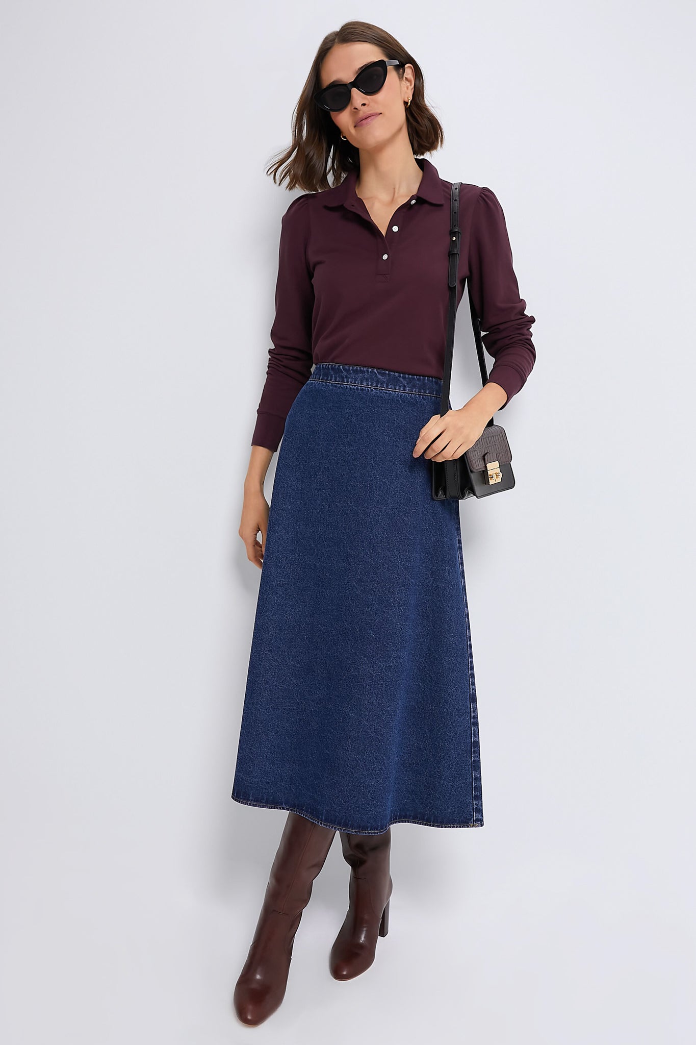 Winetasting Long Sleeve Pique Puff Sleeve Peggy Polo-Get Girly