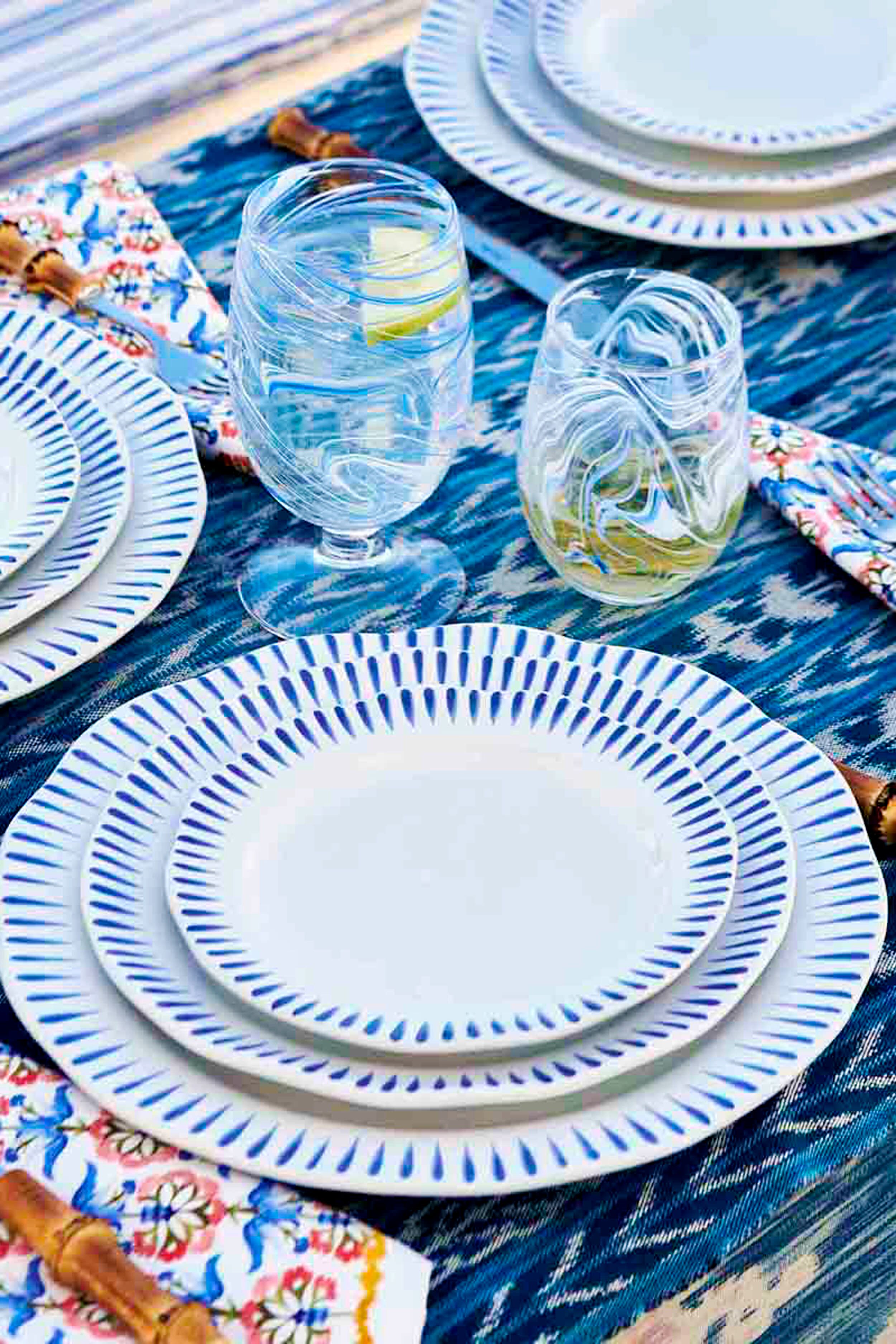 Delft Blue Sitio Stripe Dinner Plate-Get Girly