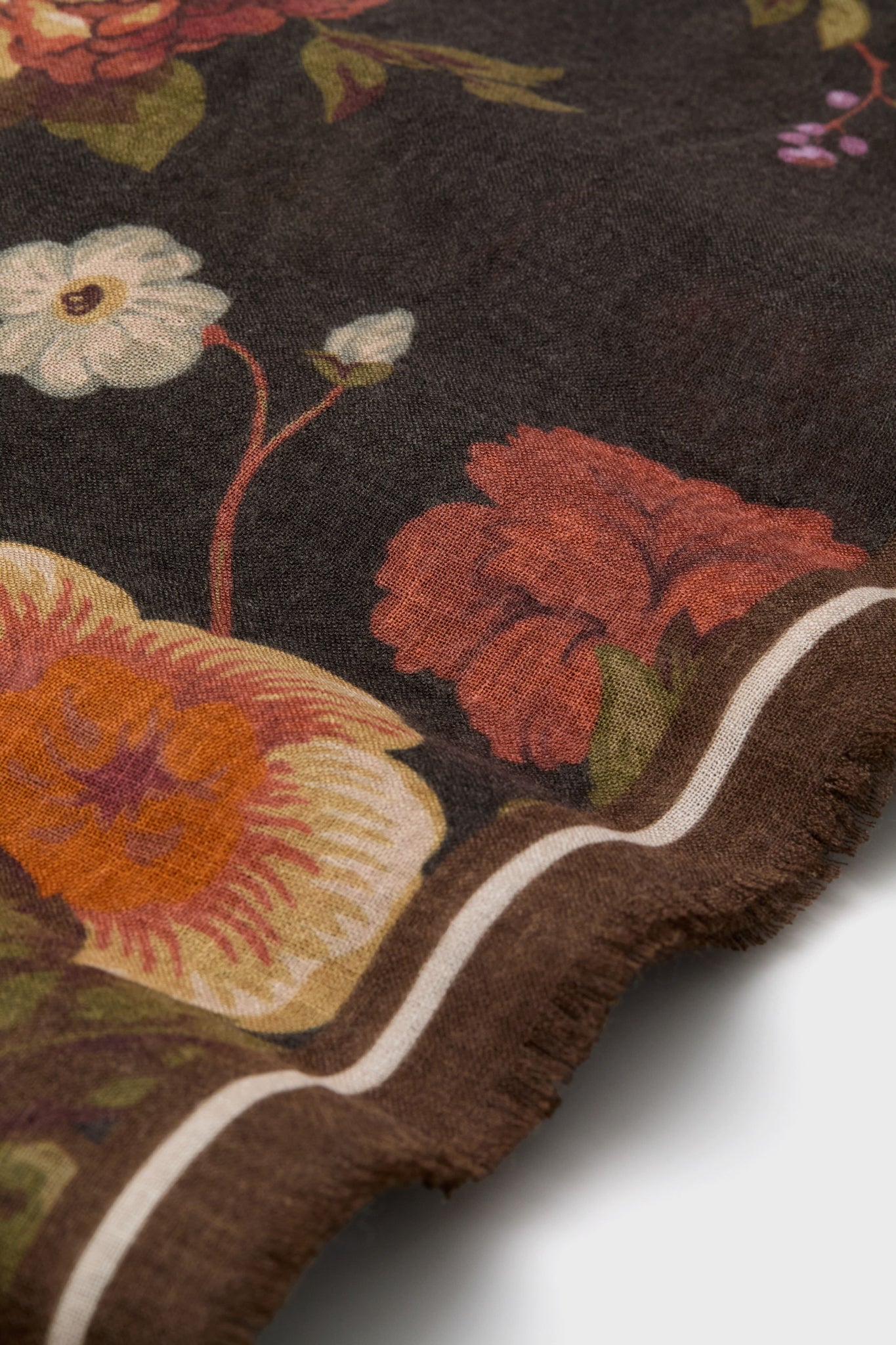 Baroque Floral Silk Cashmere Blend Large Scarf-Get Girly