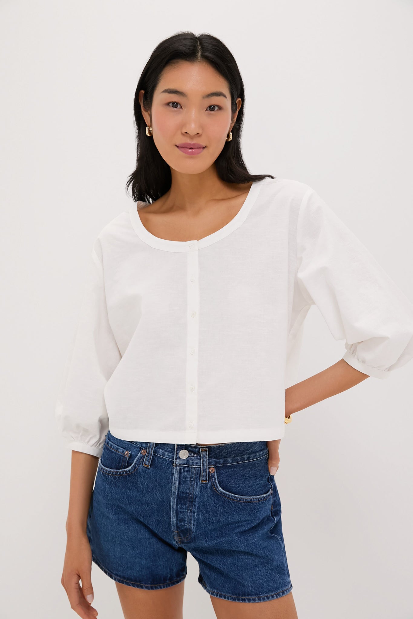 White Linen Kennedi Blouse-Get Girly