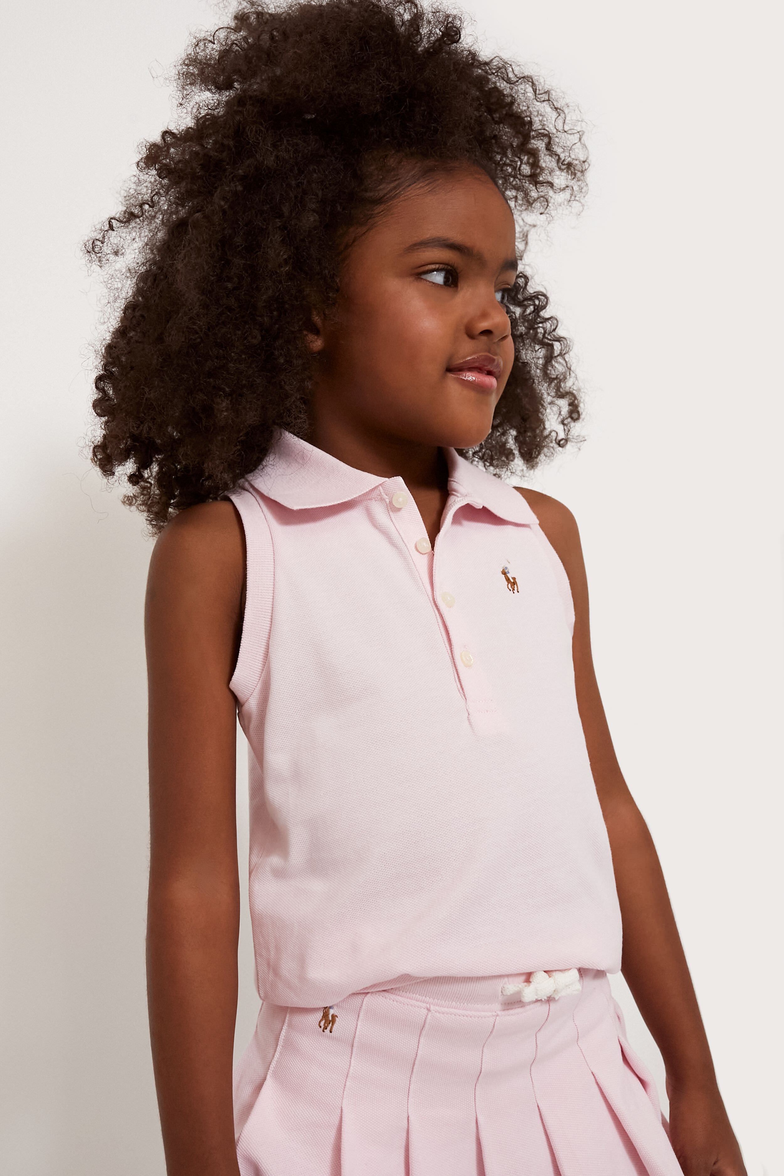 Little Girls Cotton Mesh Sleeveless Polo Shirt-Get Girly