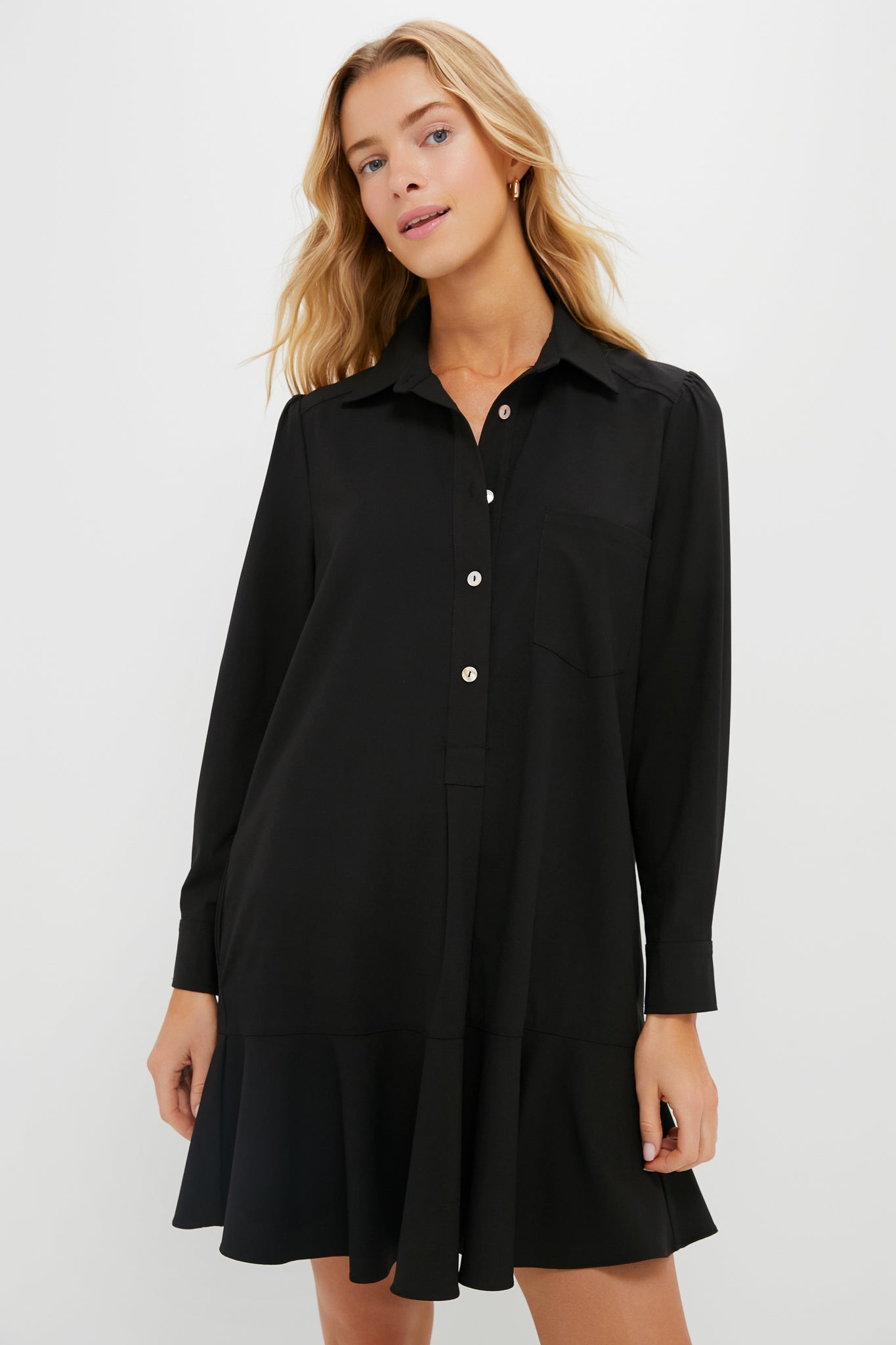 Black Crepe Callahan Shirt Dress-Get Girly