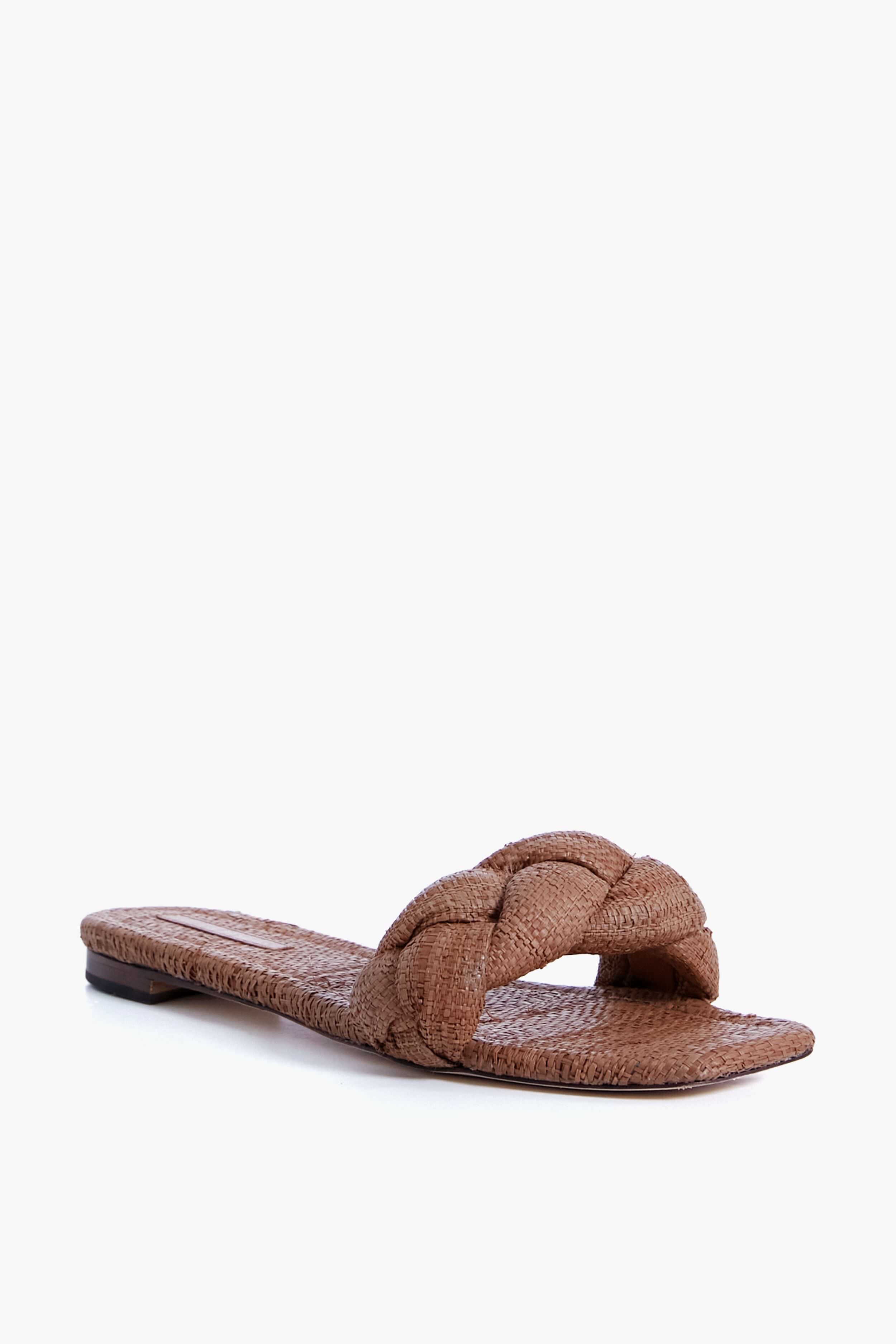 Brown Joanna Straw Braided Band Flat Sandal-Get Girly