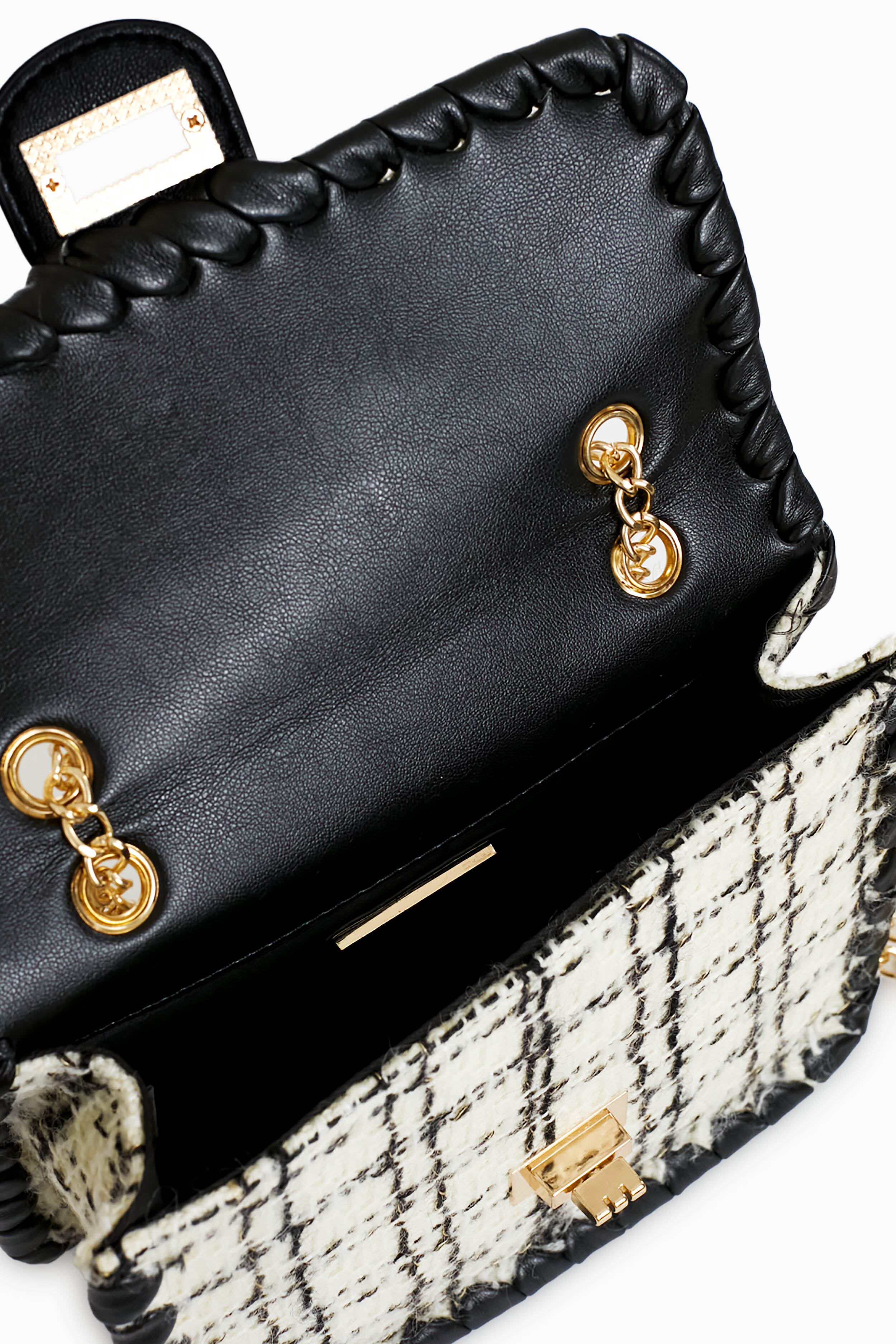 Black and White Tweed Marjorie Bag-Get Girly