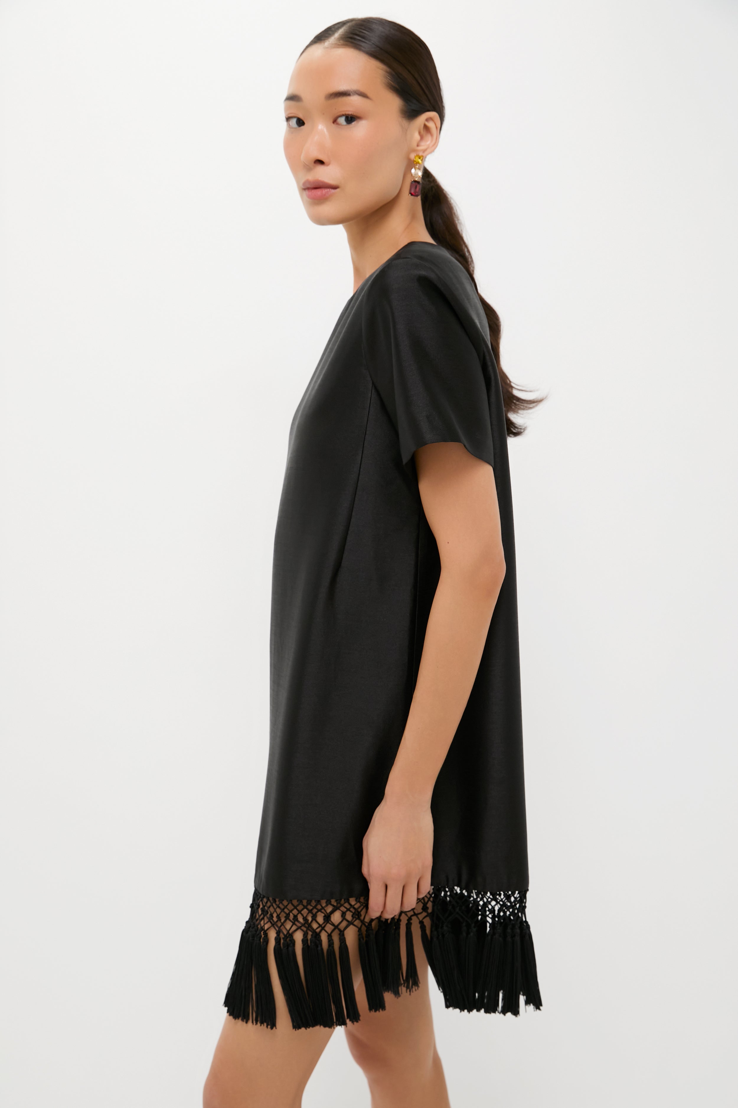 Black Dupioni Tassel Downing Dress-Get Girly