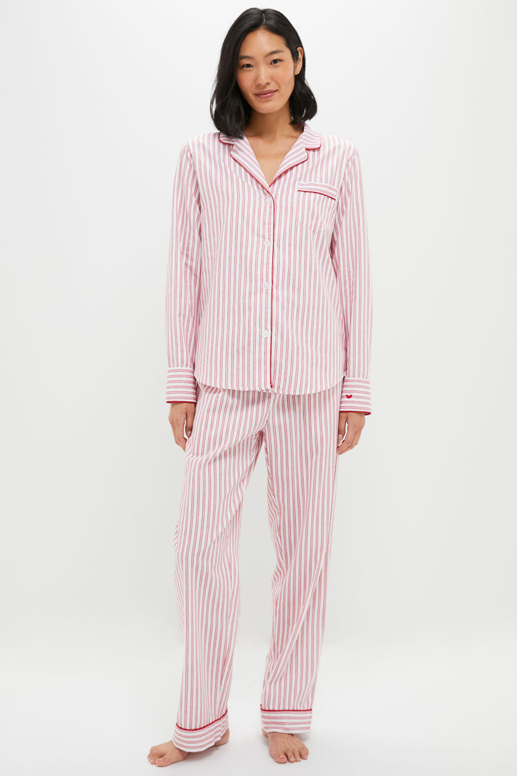 Antique Red Ticking Long Sleeve Pants Set-Get Girly