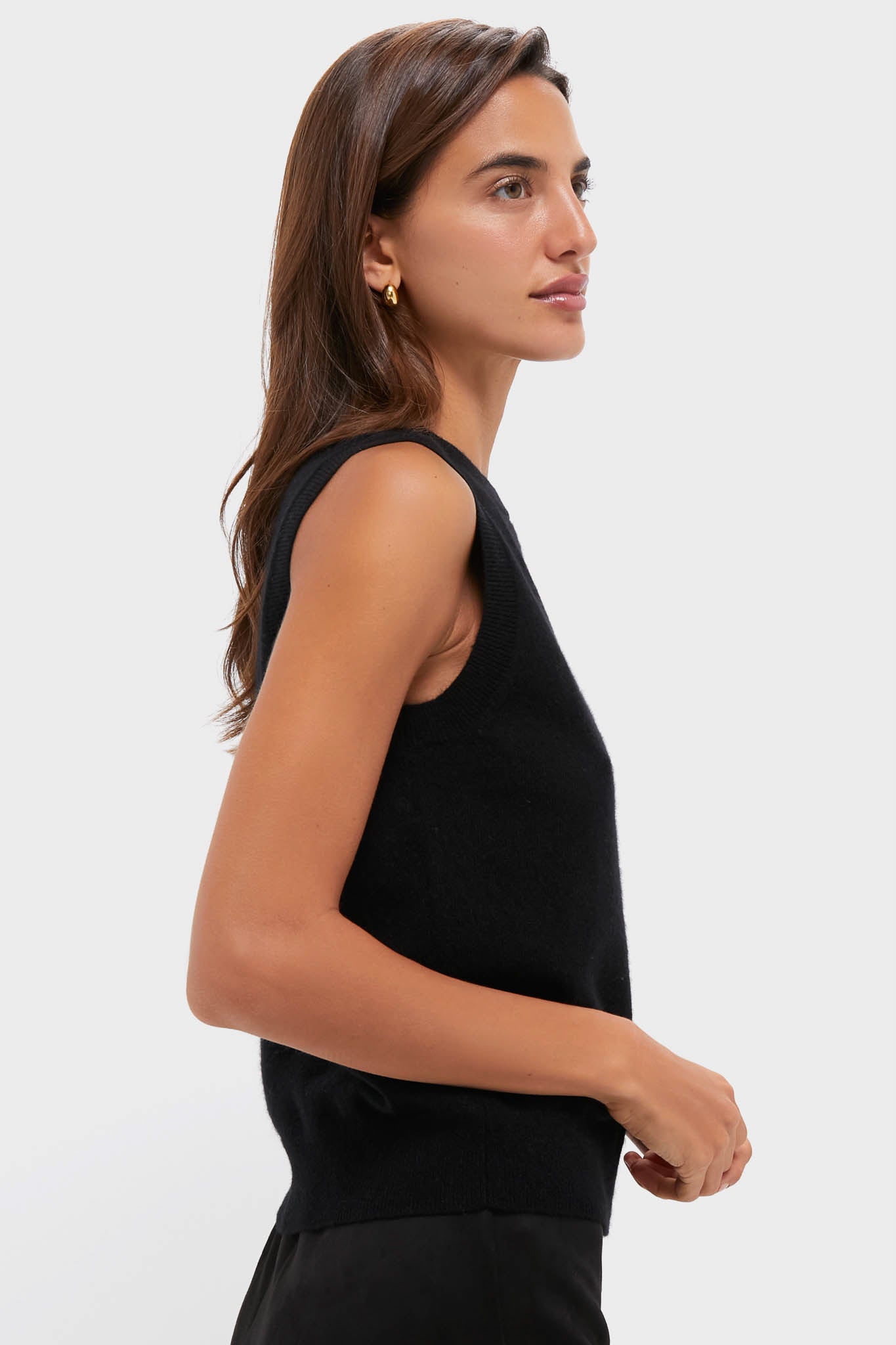 Black Cashmere Sleeveless Ava Shell-Get Girly