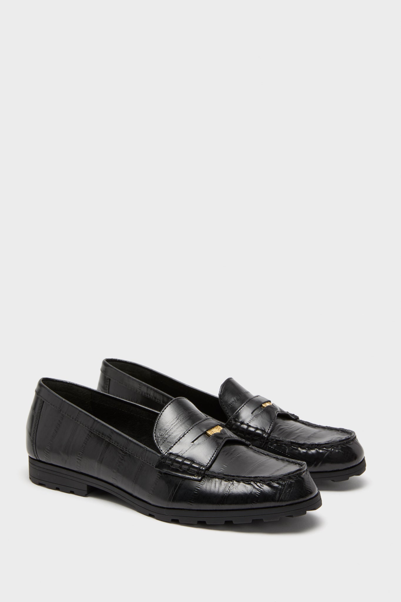 Black Penny Lug Loafers-Get Girly