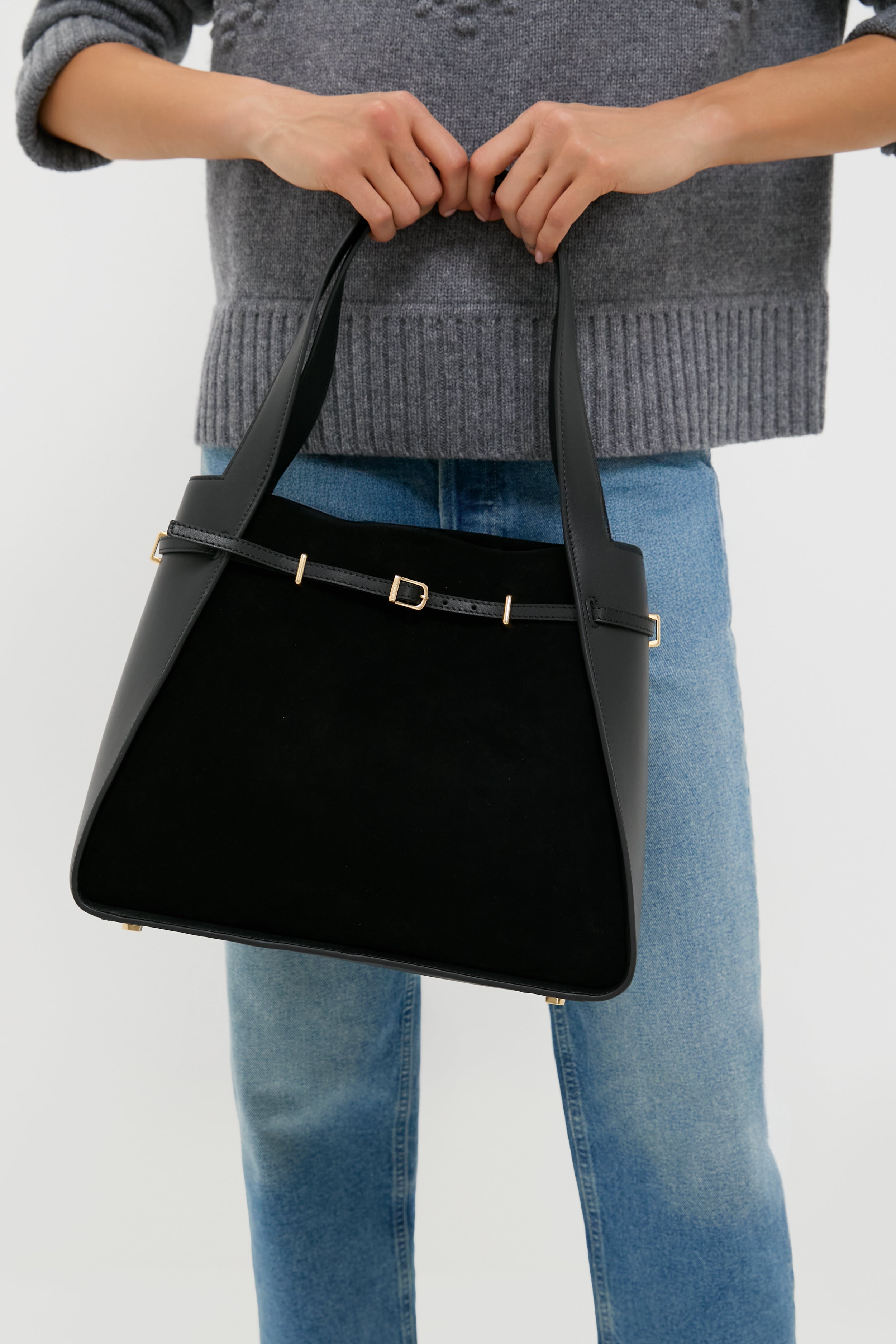 Black Cleo Suede Tote-Get Girly