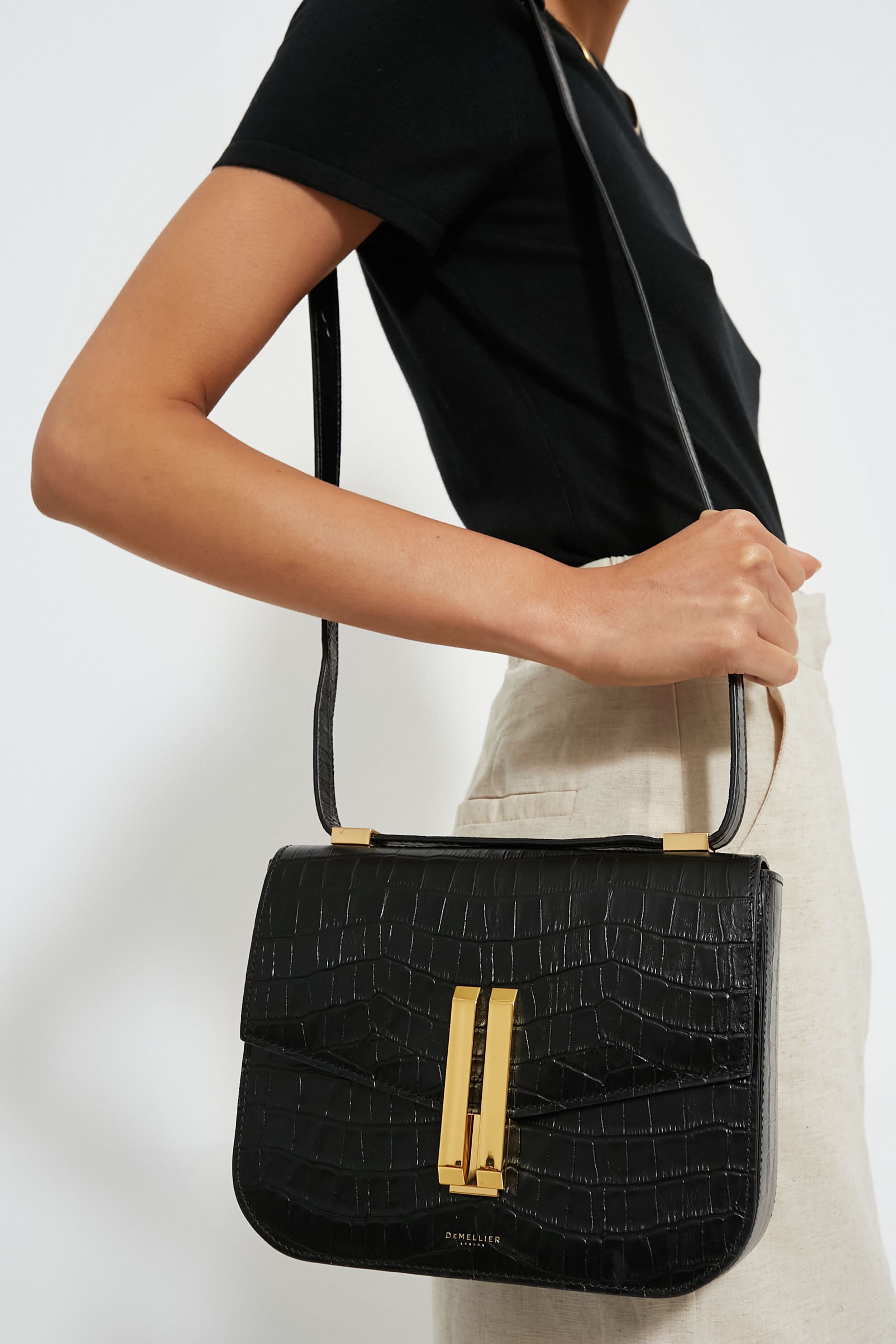 Black Croc Effect Vancouver Bag-Get Girly