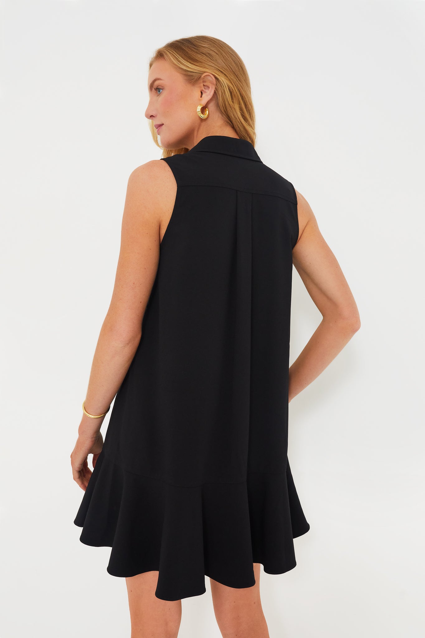 Black Crepe Sleeveless Callahan Shirt Dress-Get Girly