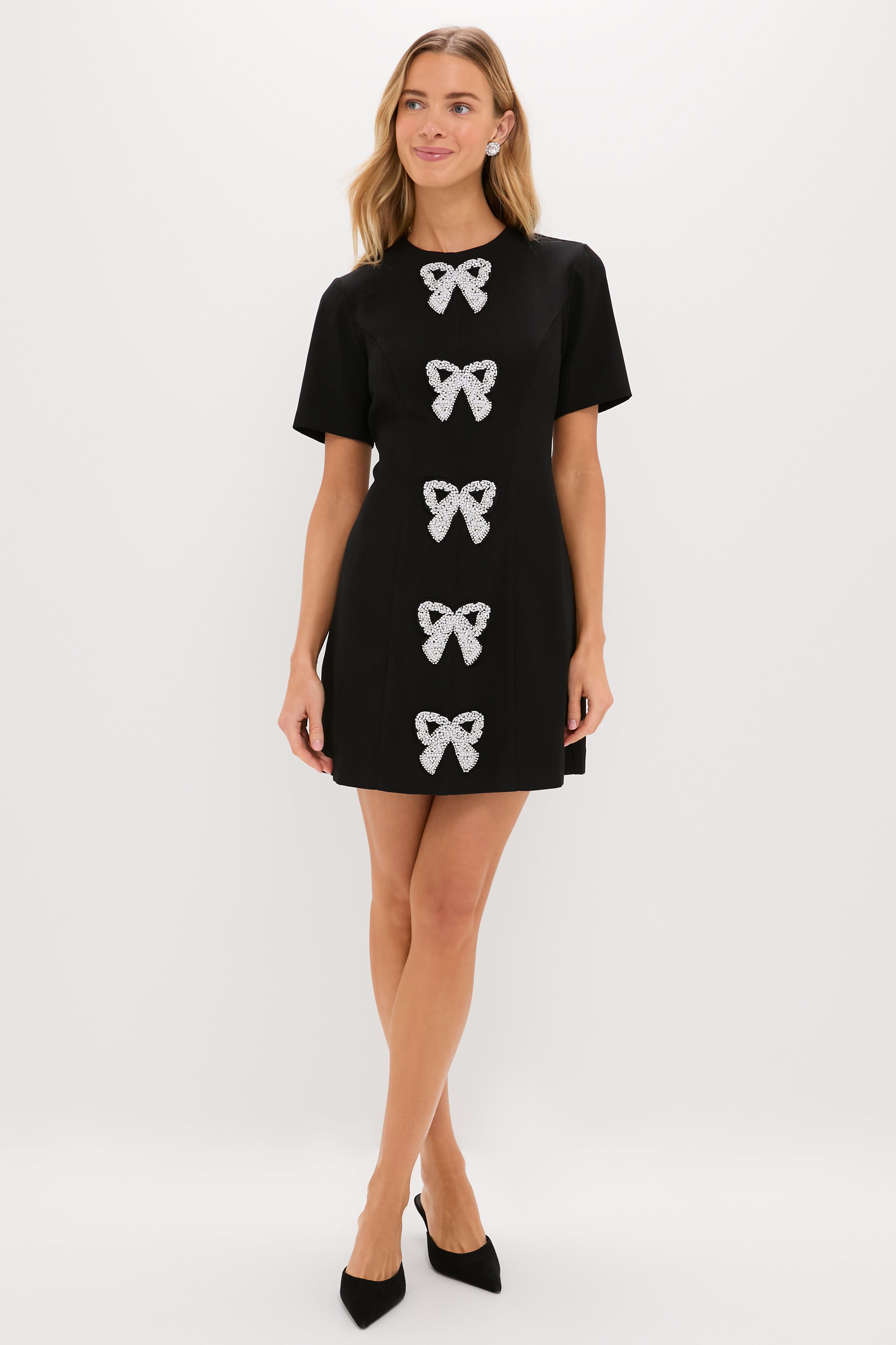 Beaded Bows Bernadette Mini Dress-Get Girly