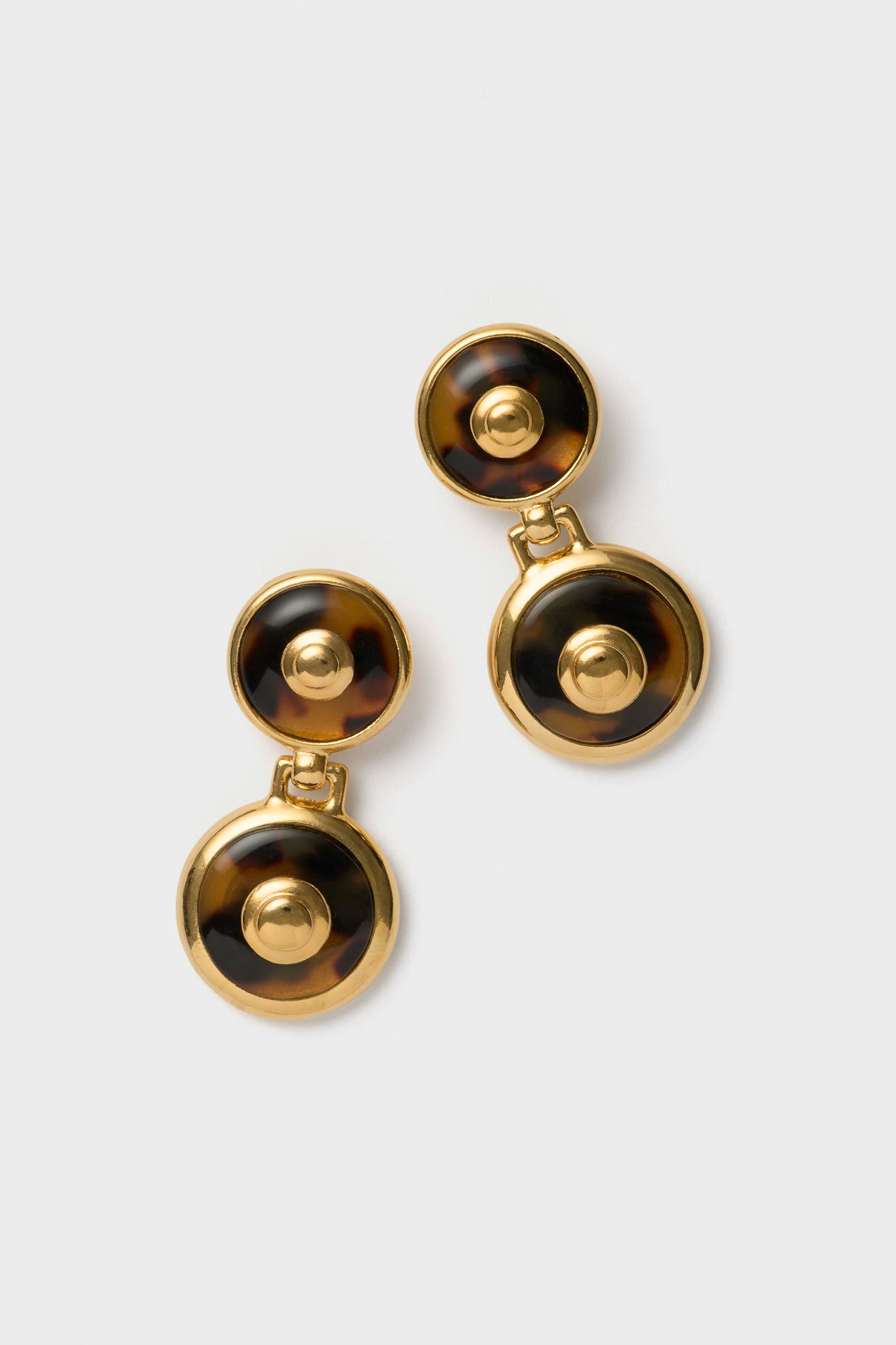 Tortoise 24K Gold Electroplated Circle Drop Earrings-Get Girly