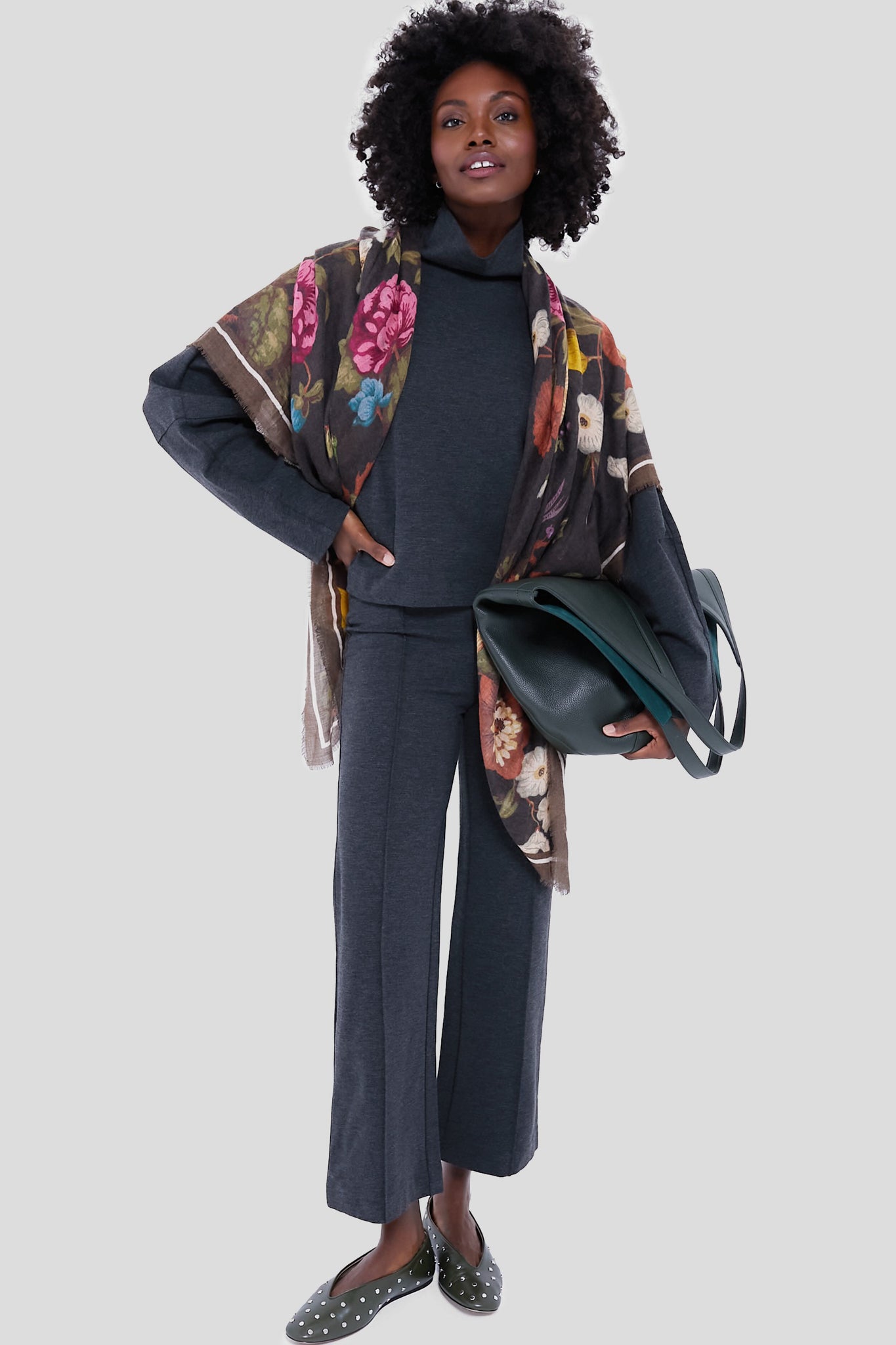 Baroque Floral Silk Cashmere Blend Large Scarf-Get Girly