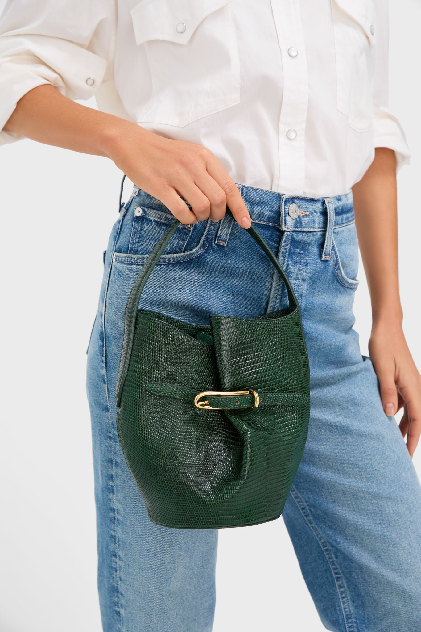 Emerald Mini Belted Bucket Bag-Get Girly