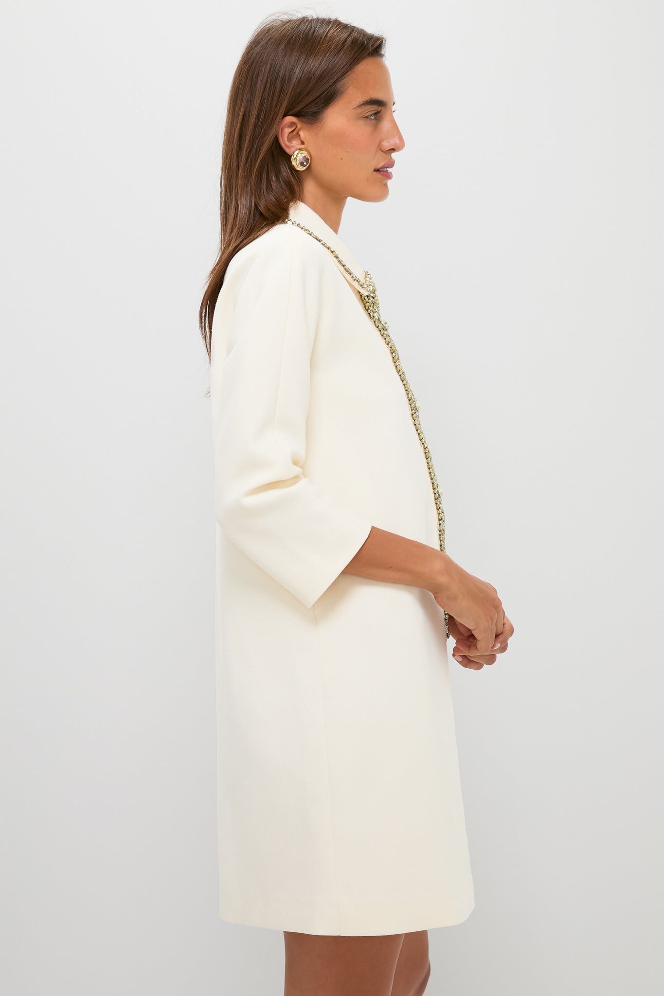 Winter White Embellished Nicola Dress-Get Girly