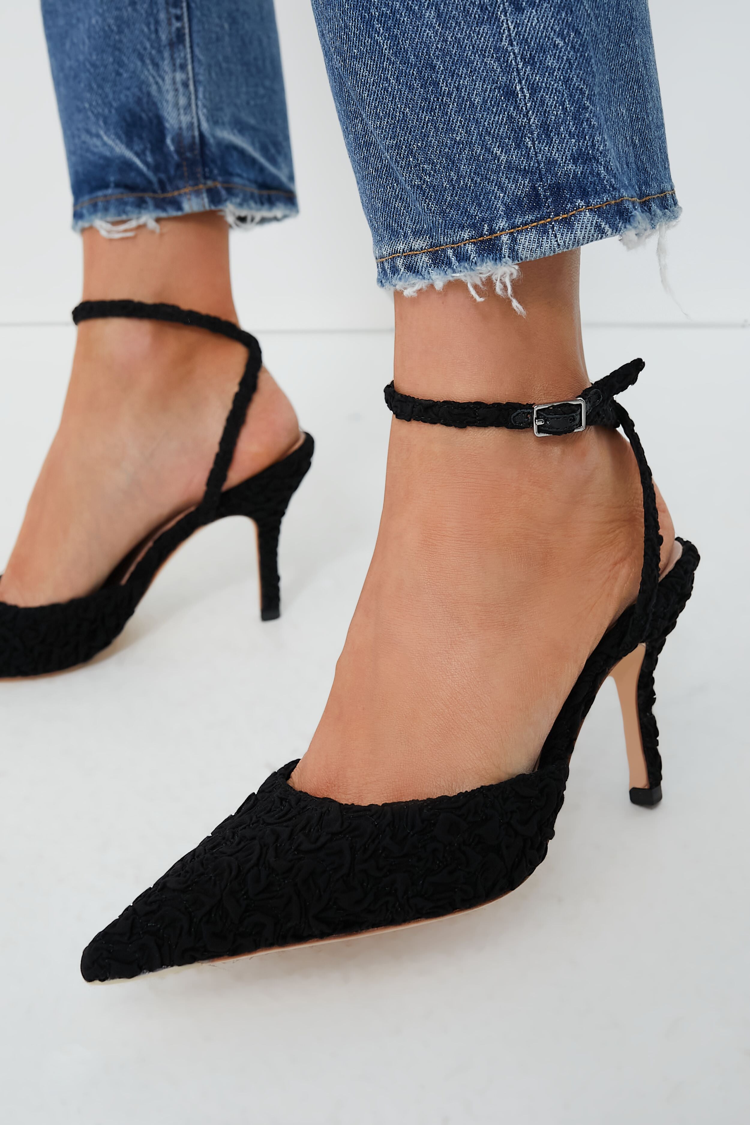 Black Puckered Jaden Heels-Get Girly