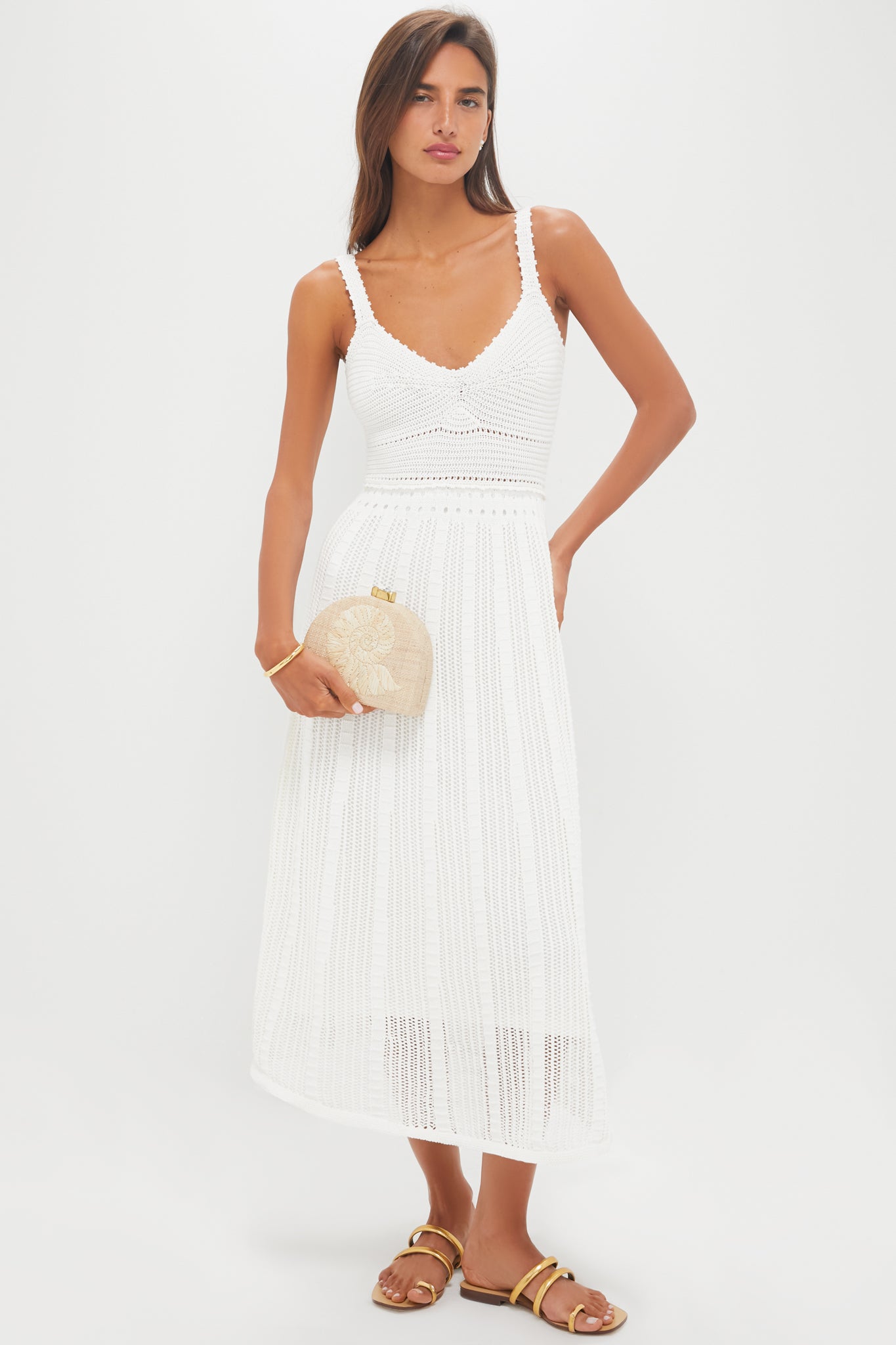 Ivory Knit Midi Dress-Get Girly