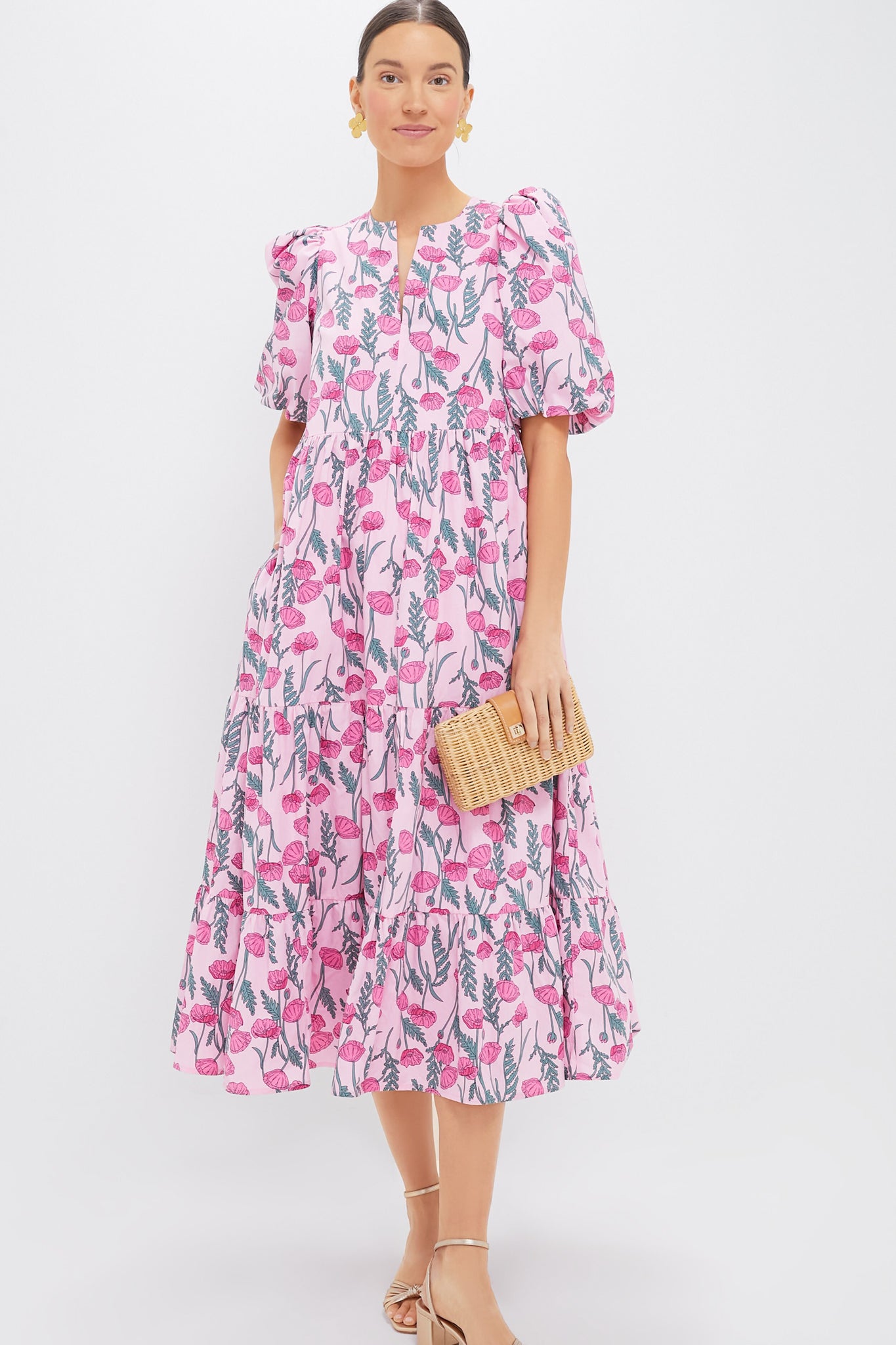 Pink Amaryllis Floral Cisco Maxi Dress-Get Girly