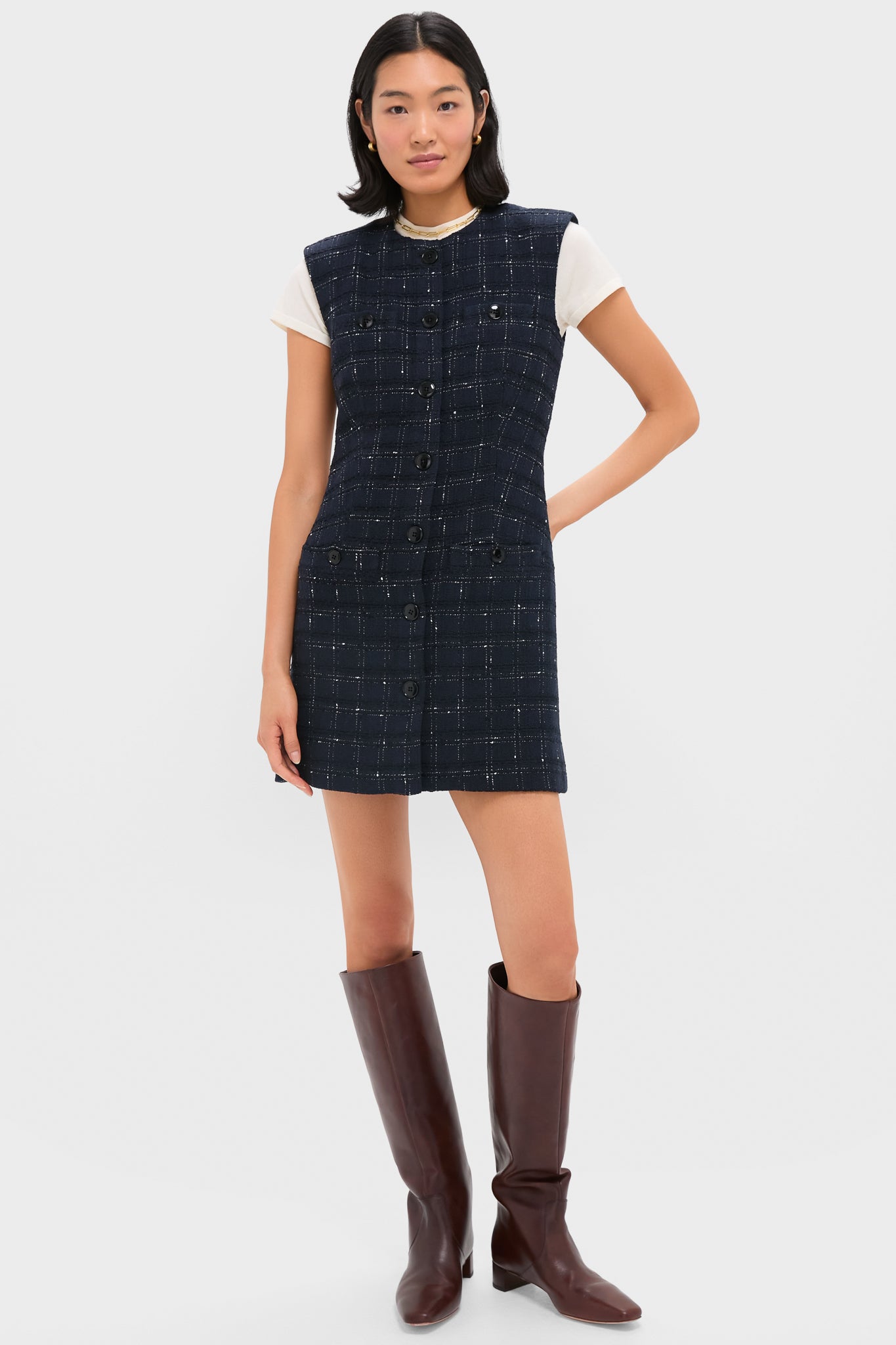 Navy and Off White Tamara Dress-Get Girly