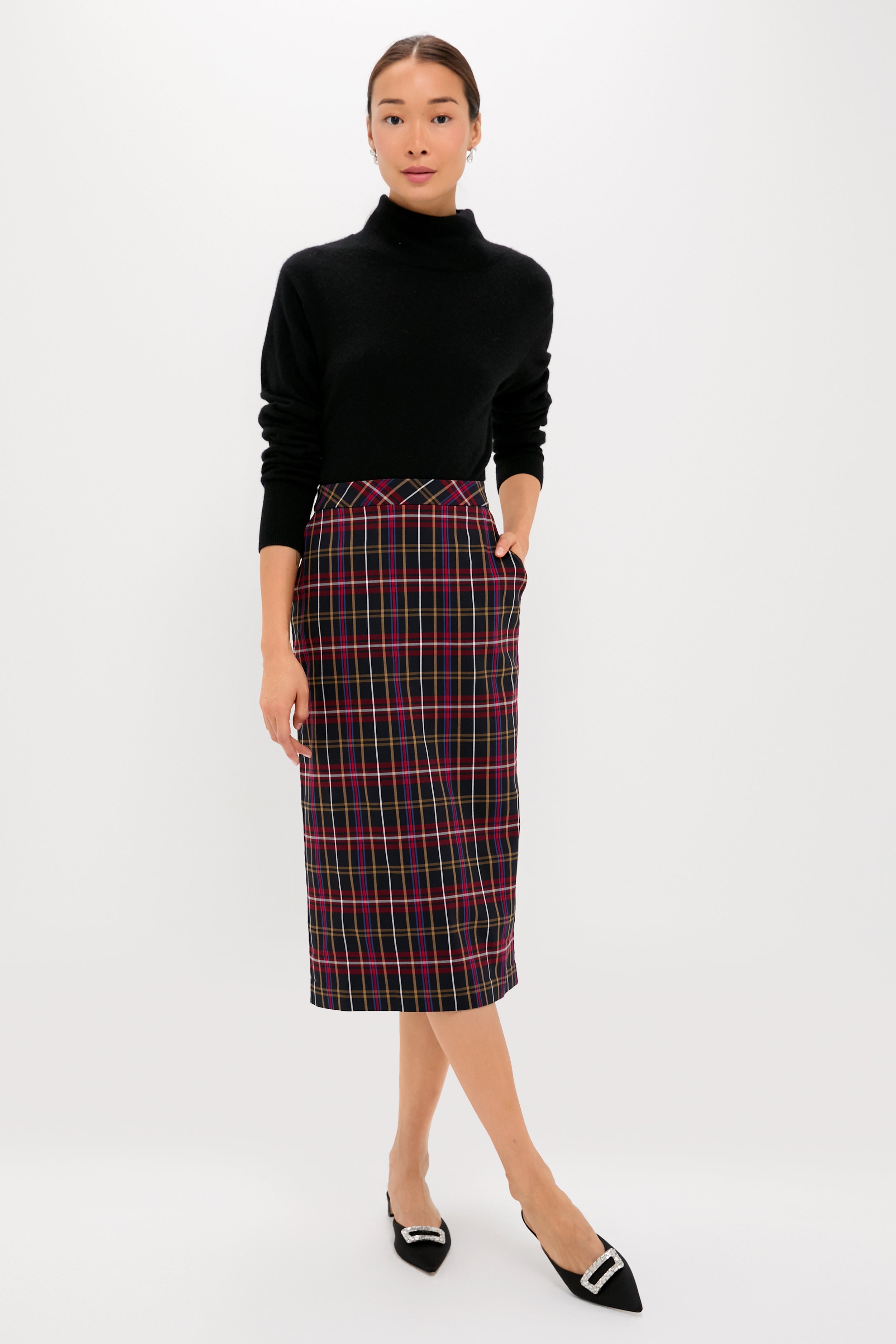 Baroque Tartan Gwyneth Midi Skirt-Get Girly