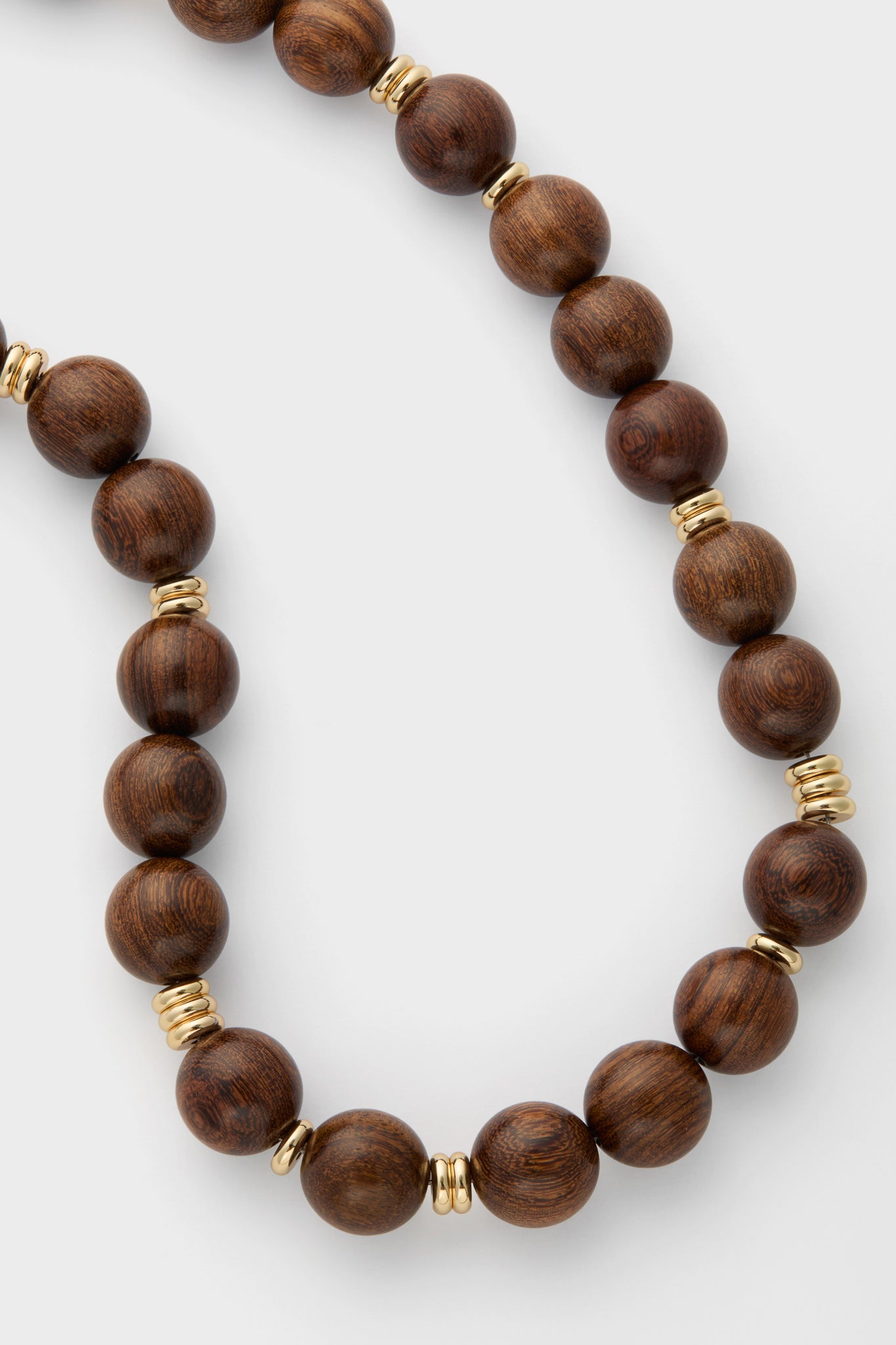Wood and Gold Beaded Necklace-Get Girly
