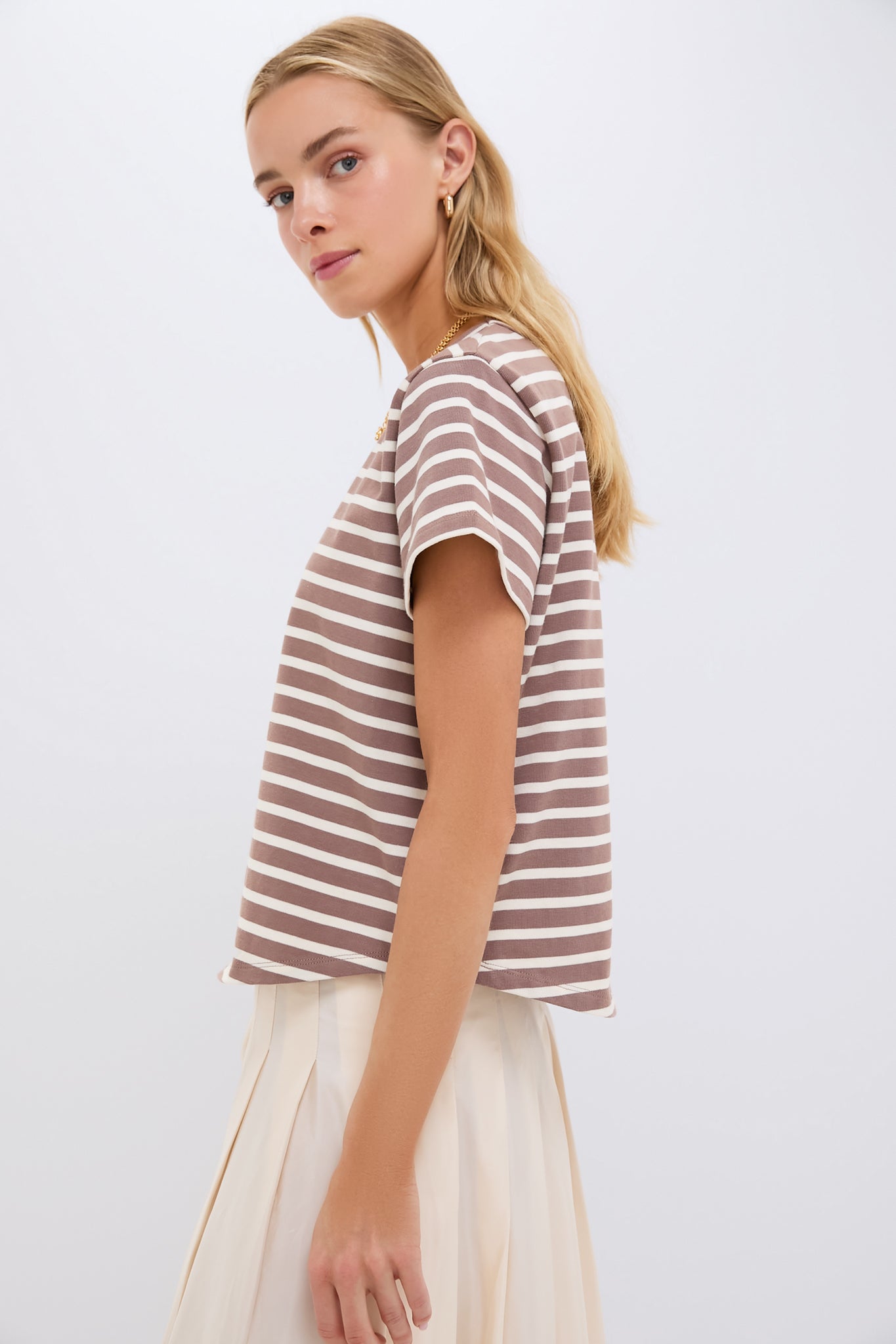 Mocha Stripe Parker Classic Tee-Get Girly