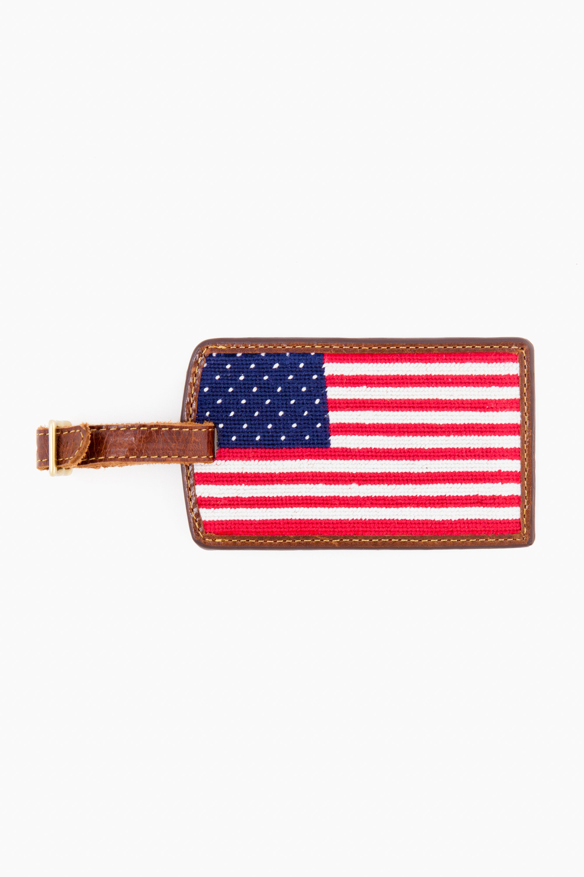 American Flag Needlepoint Luggage Tag-Get Girly