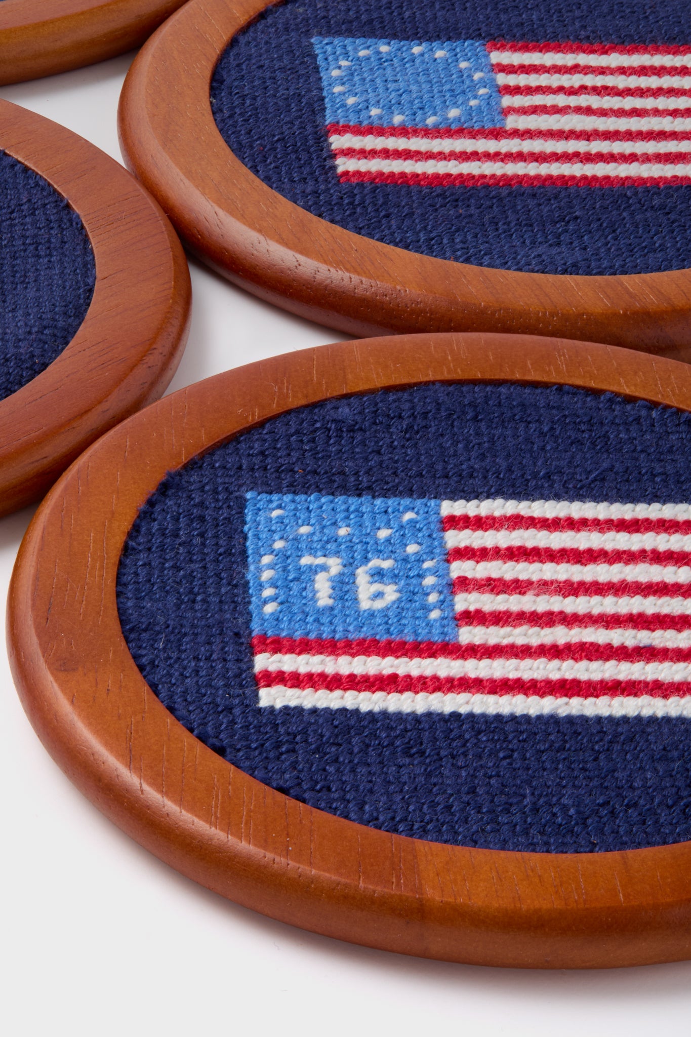 American Flag Needlepoint Coaster Set-Get Girly