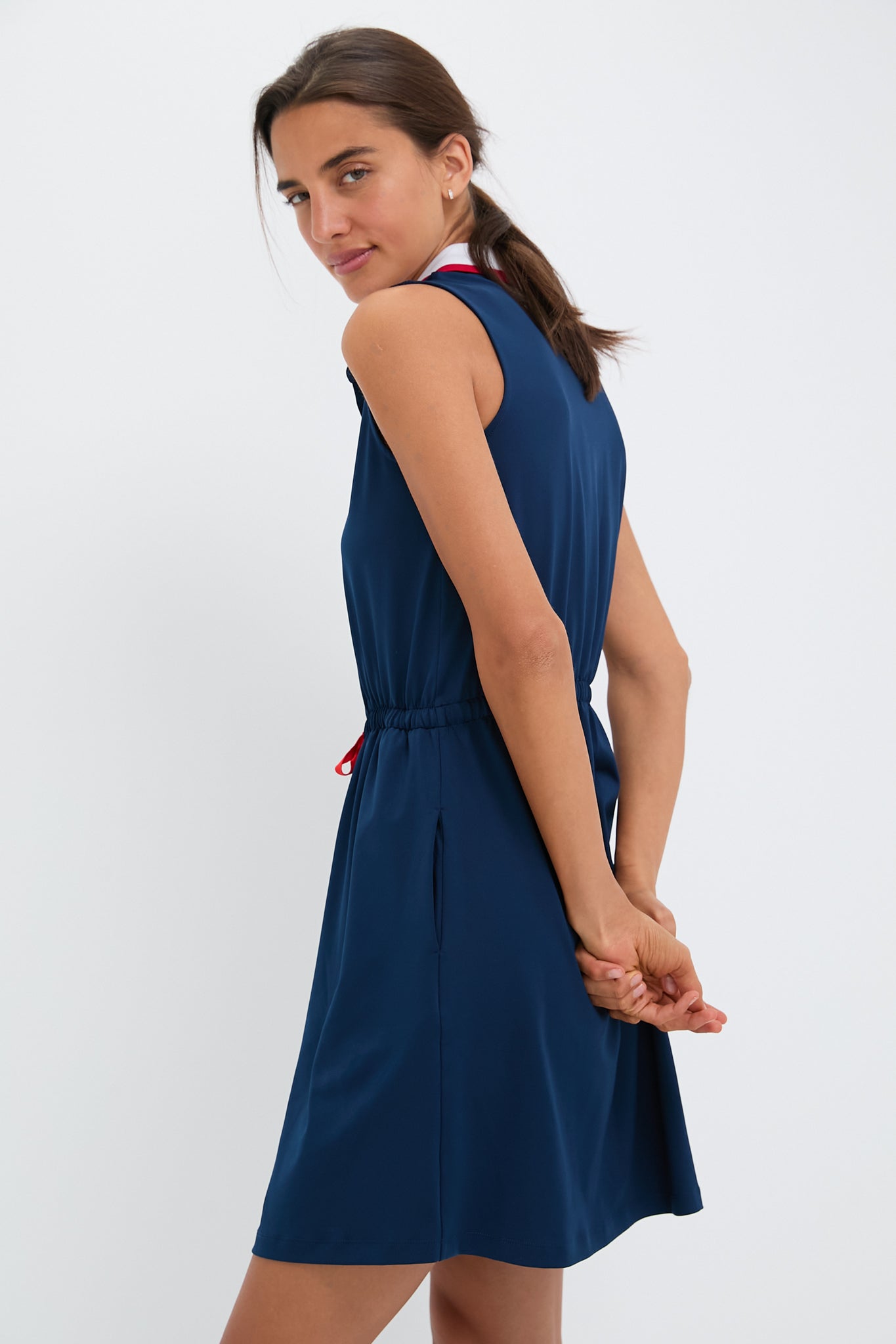 Navy Sleeveless Performance Jersey Alcott Golf Dress-Get Girly