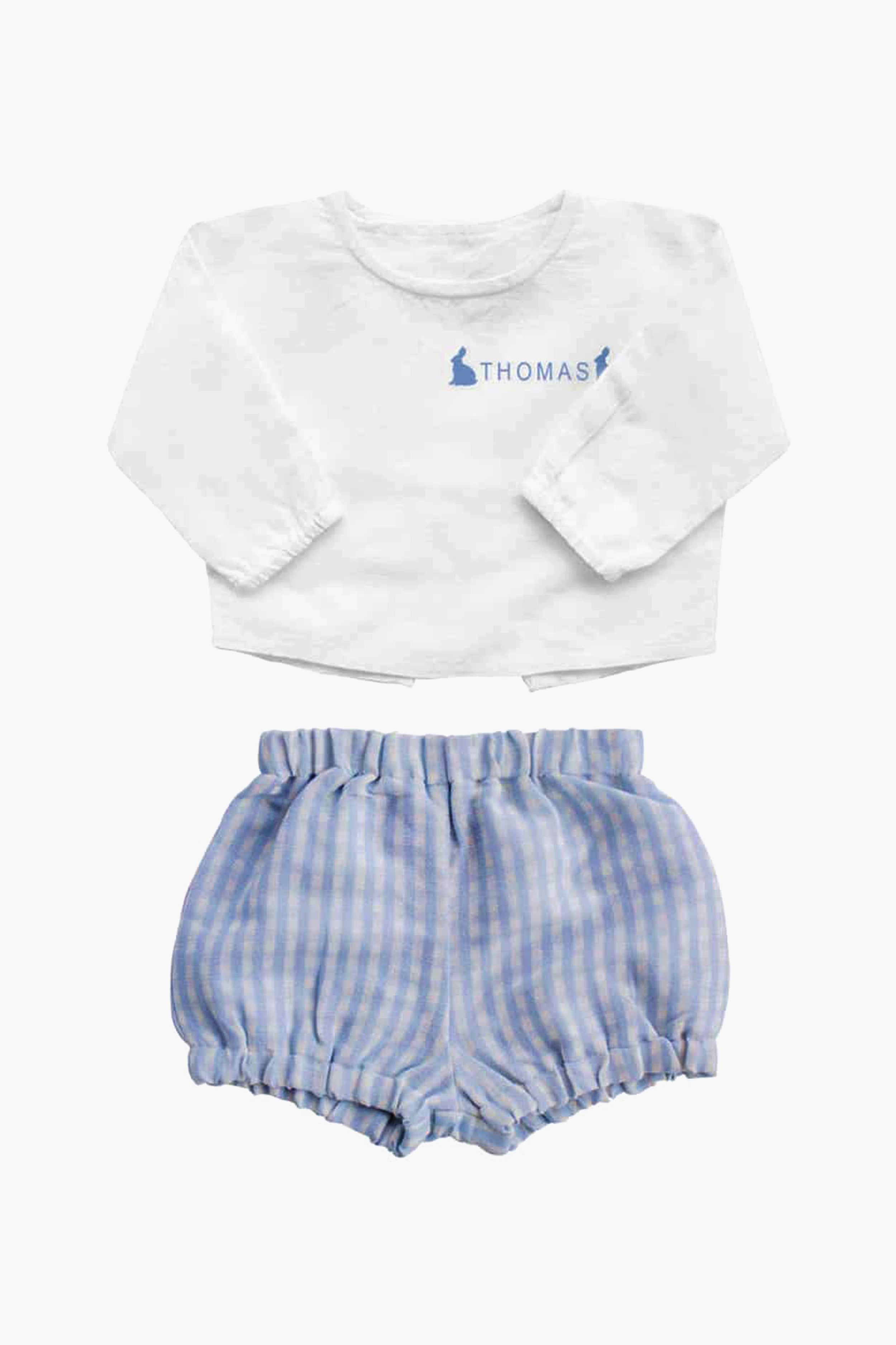 Boys White Shirt and Pale Blue Gingham Short Gift Set-Get Girly