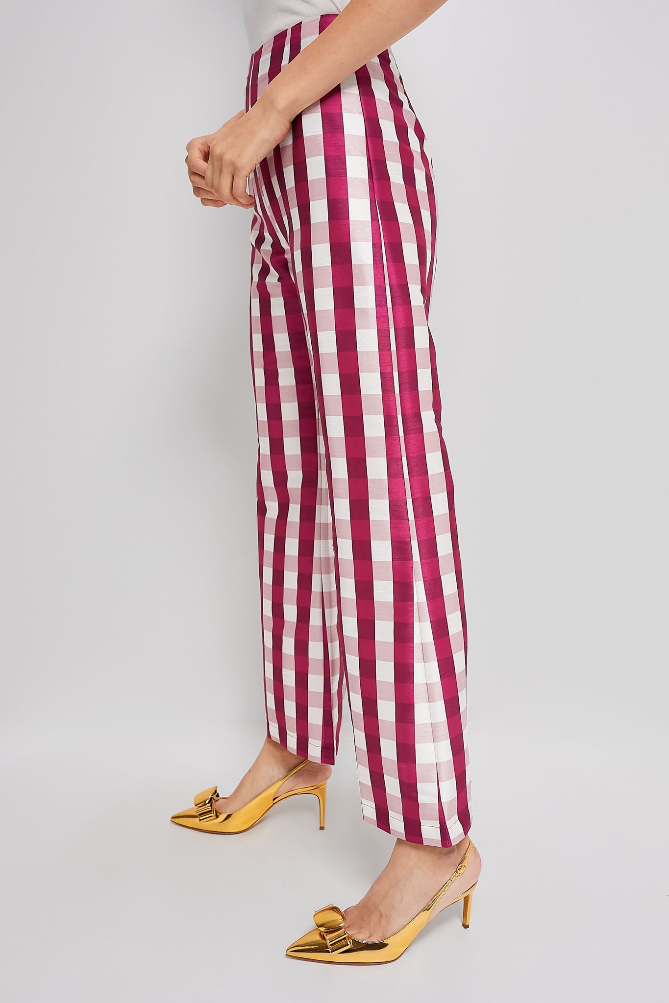 Wine Gingham Libby Pant-Get Girly