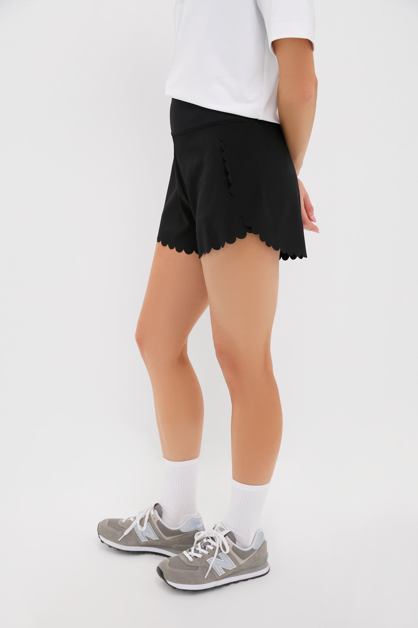 Black Scallop Performance Jersey Marisa Short-Get Girly