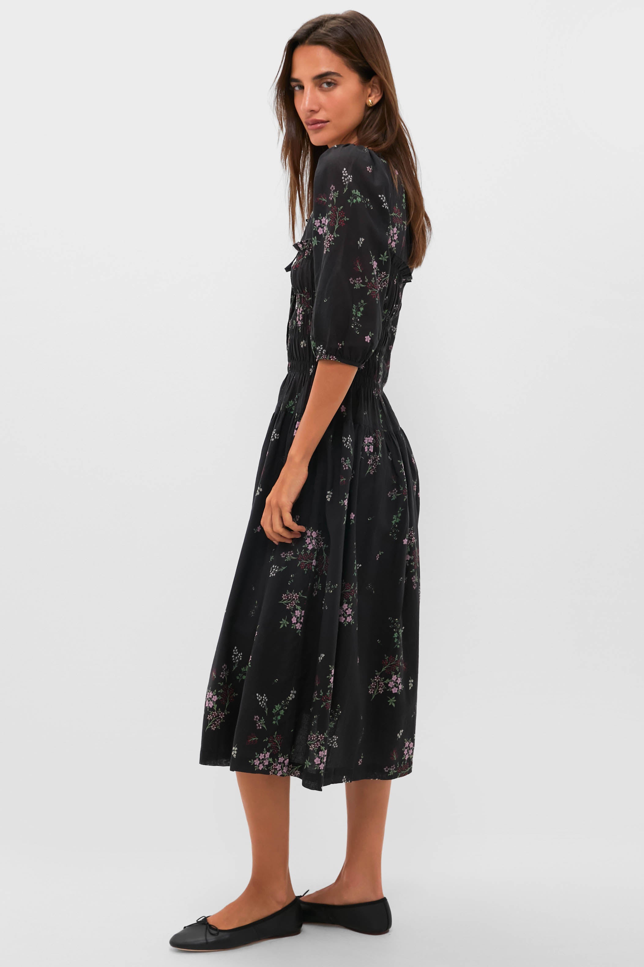 Wildflower Print Andrine Midi Dress-Get Girly