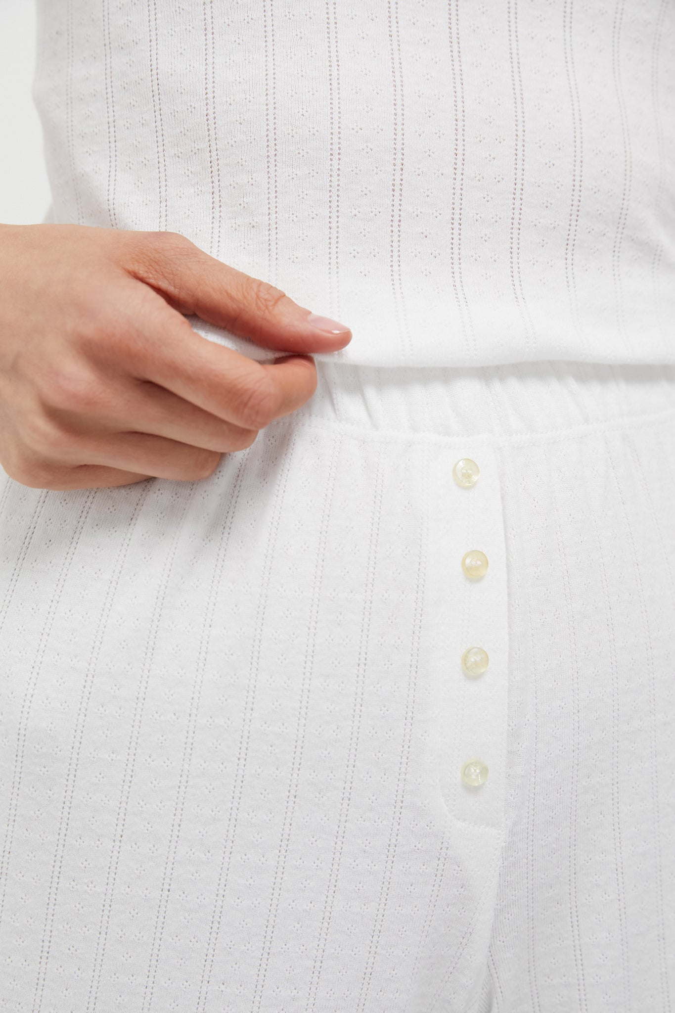 White Pointelle Boxer Pants-Get Girly