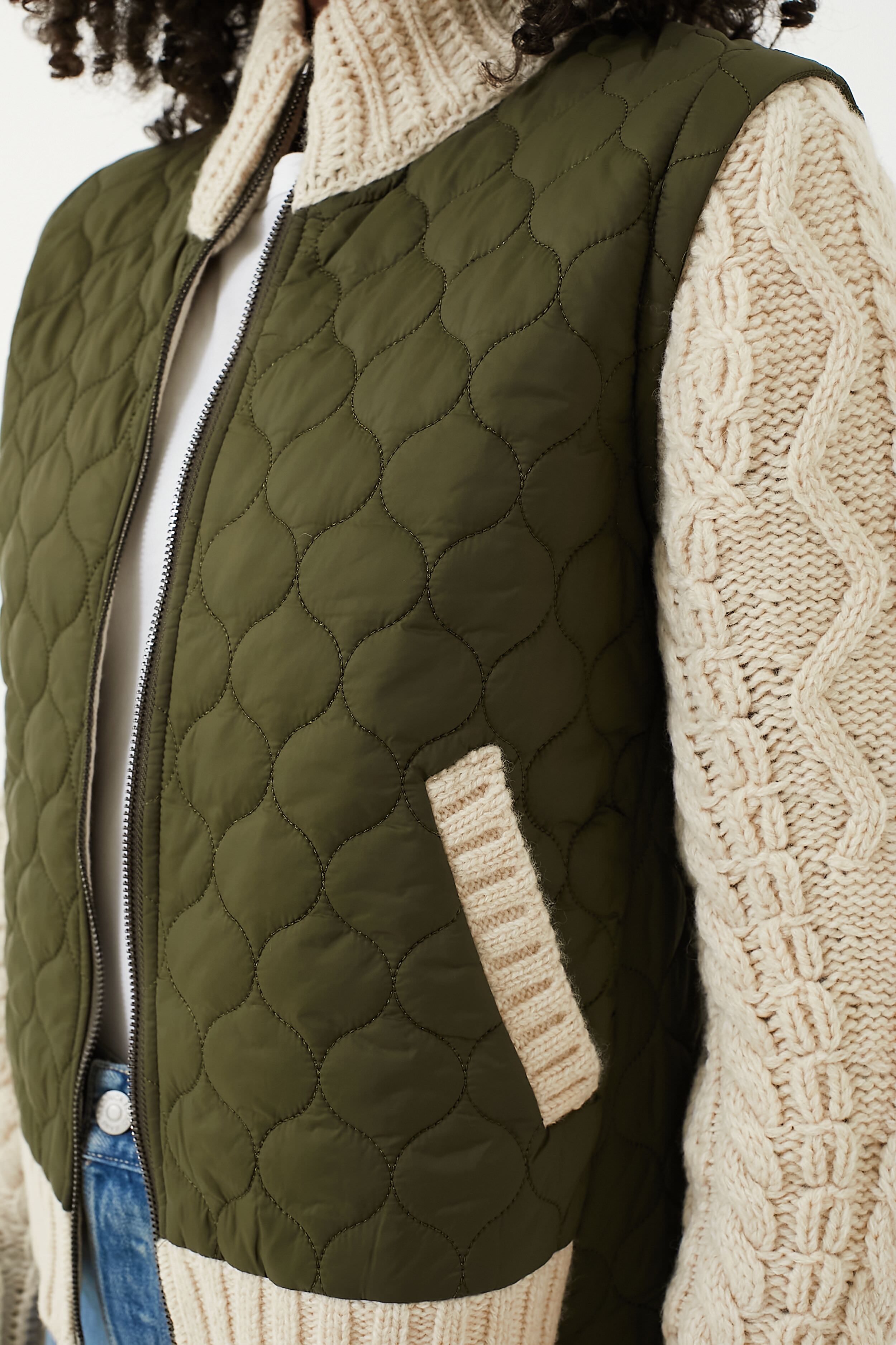 Army and Oatmeal Patra Mixed Media Jacket-Get Girly