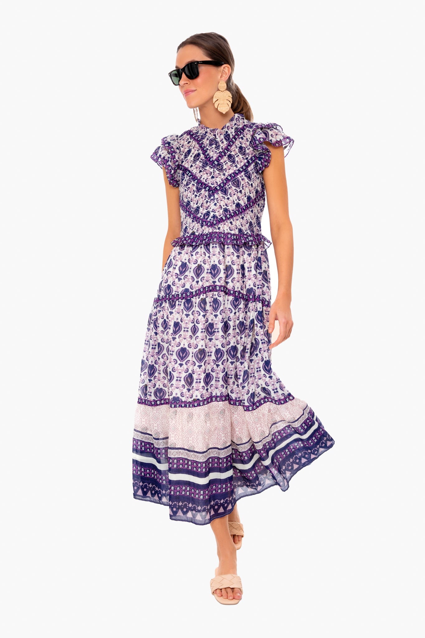 Violet Brigitte Border Dress-Get Girly