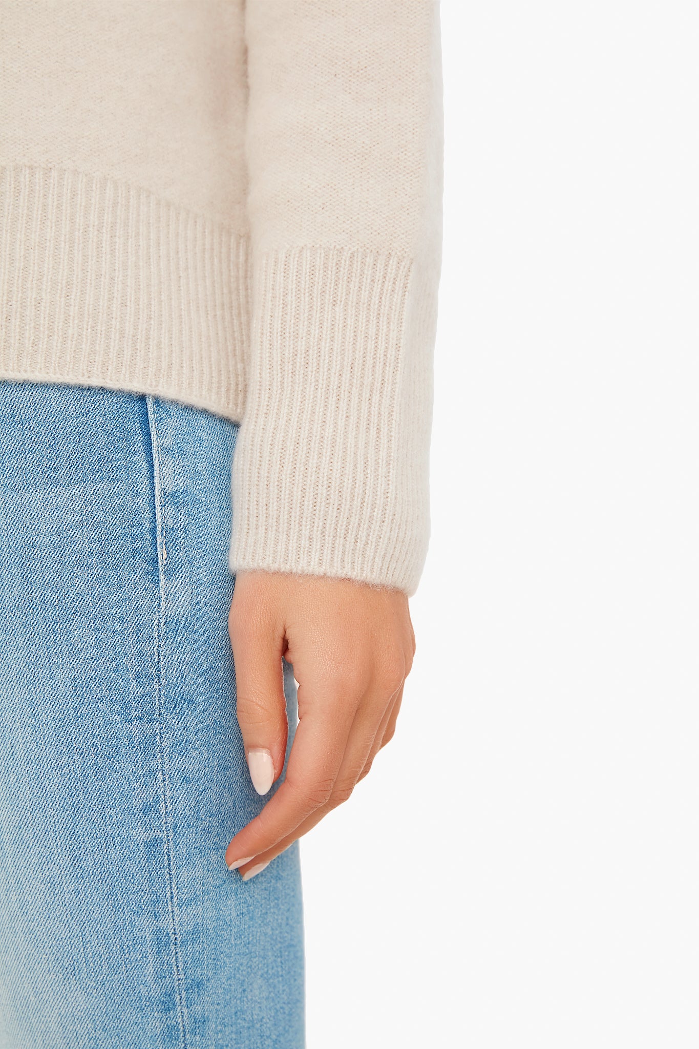 White Sand Boiled Funnel Neck Pullover-Get Girly