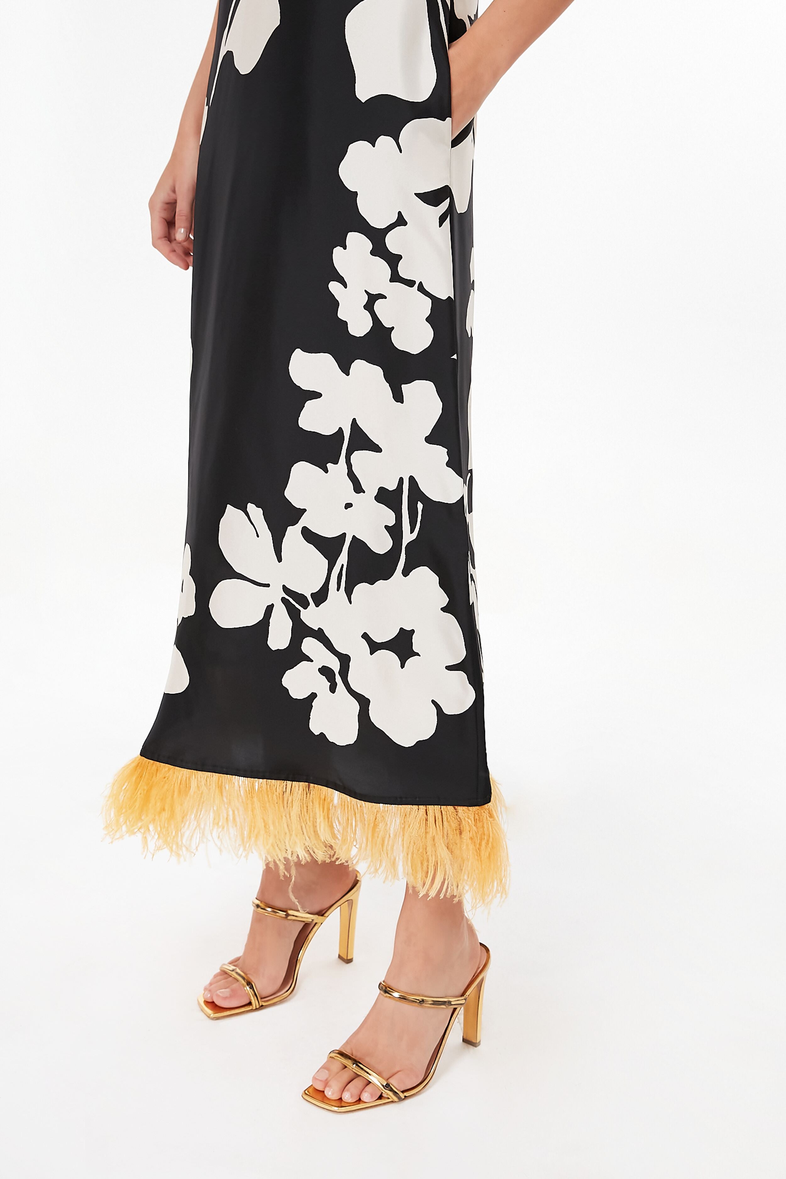 Winter Jasmine Swing Dress with Feathers-Get Girly
