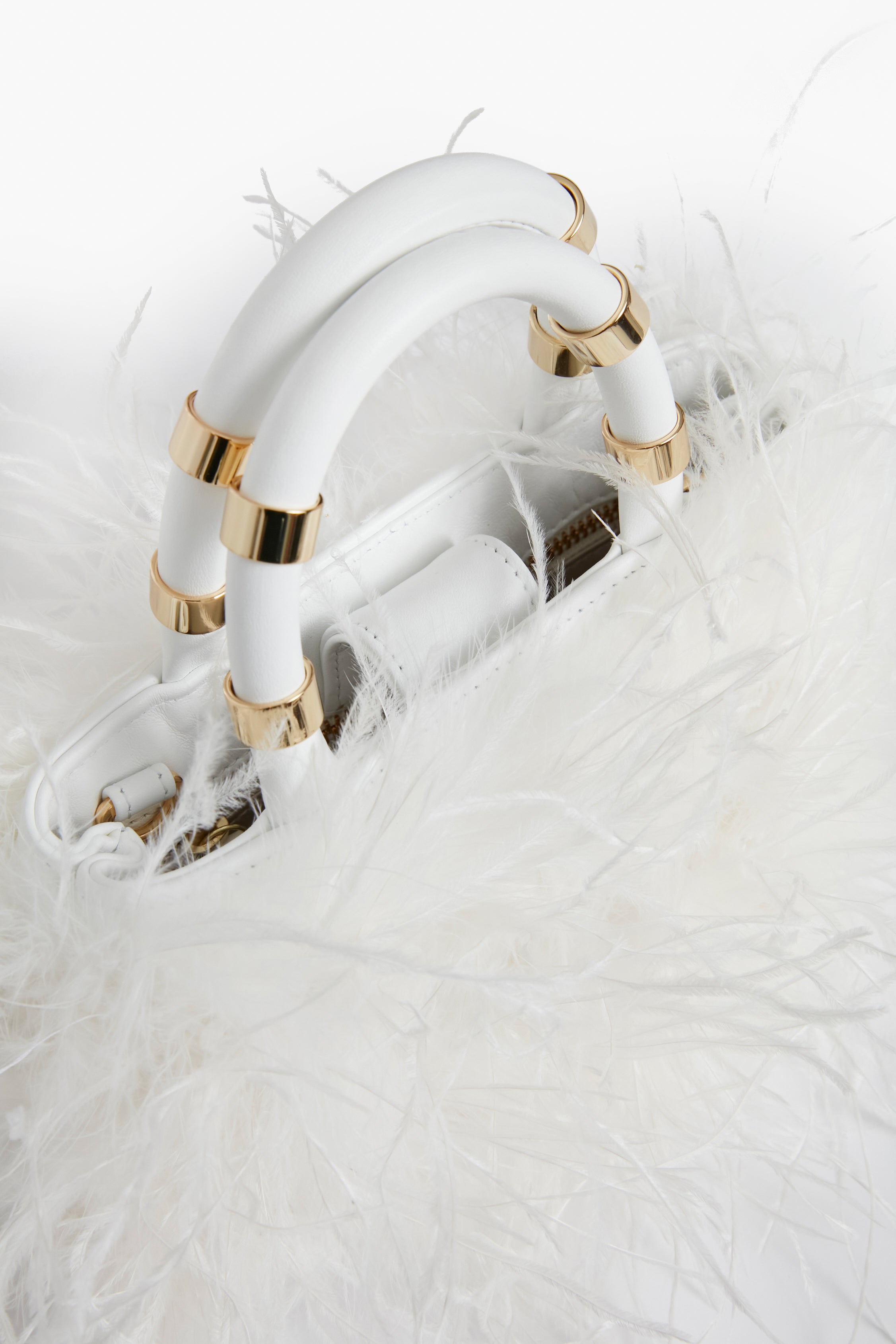 White Emily Feather Bag-Get Girly