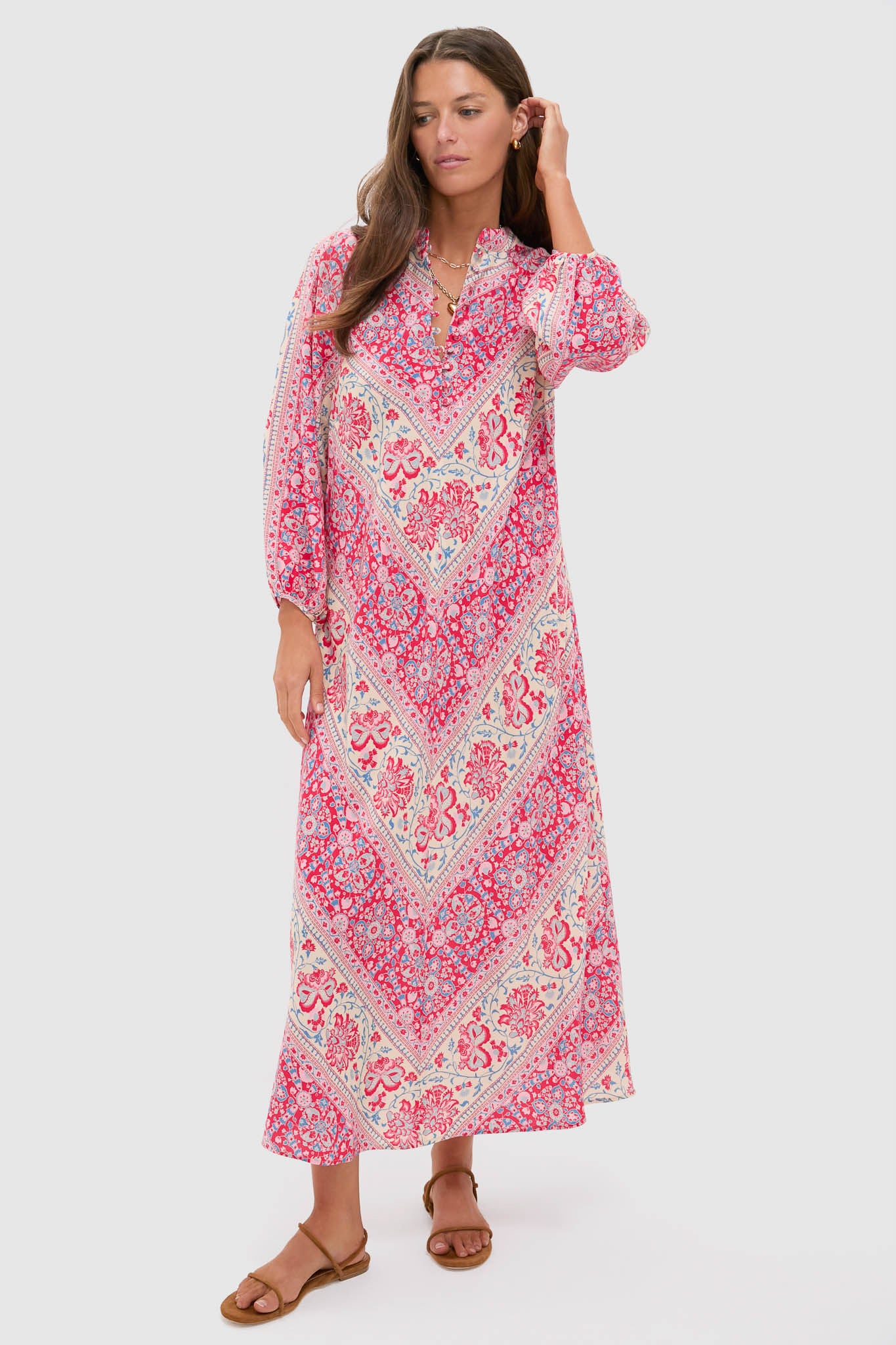 Cerise Chevron Maryse Caftan-Get Girly